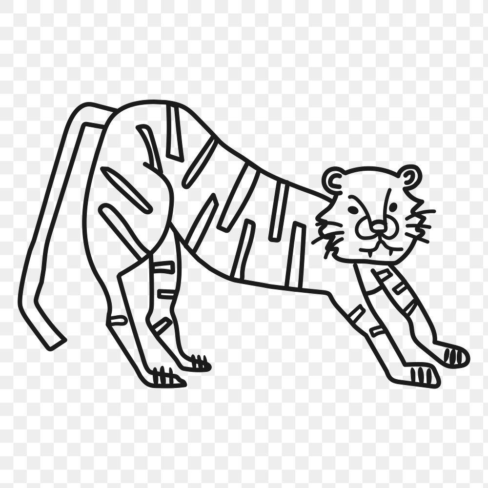 PNG tiger doodle, animal collage element, transparent background