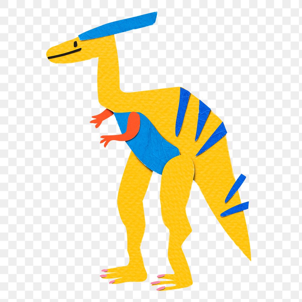 Dinosaur png, parasaurolophus paper craft, transparent background