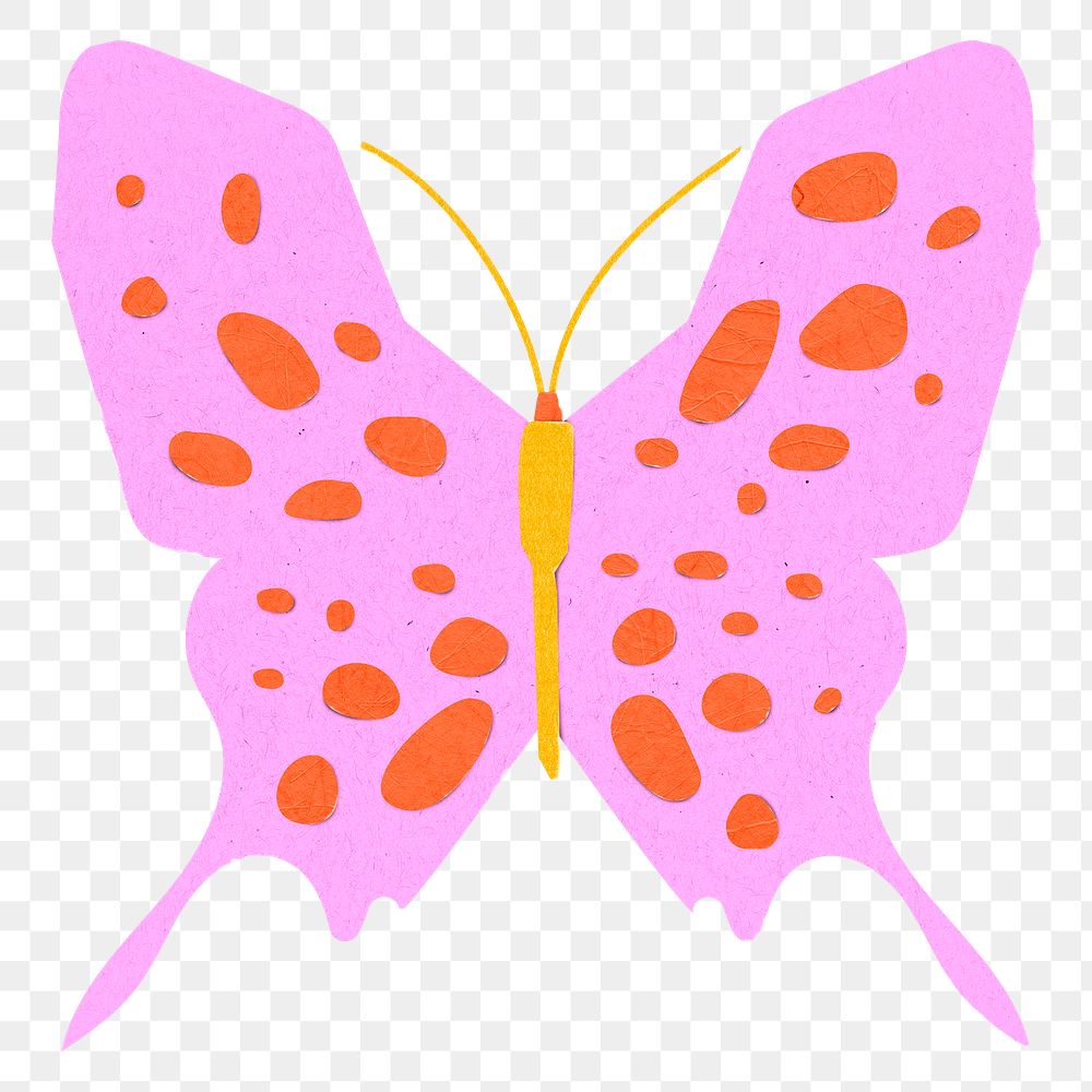 Pink butterfly png, insect paper craft clipart, transparent background