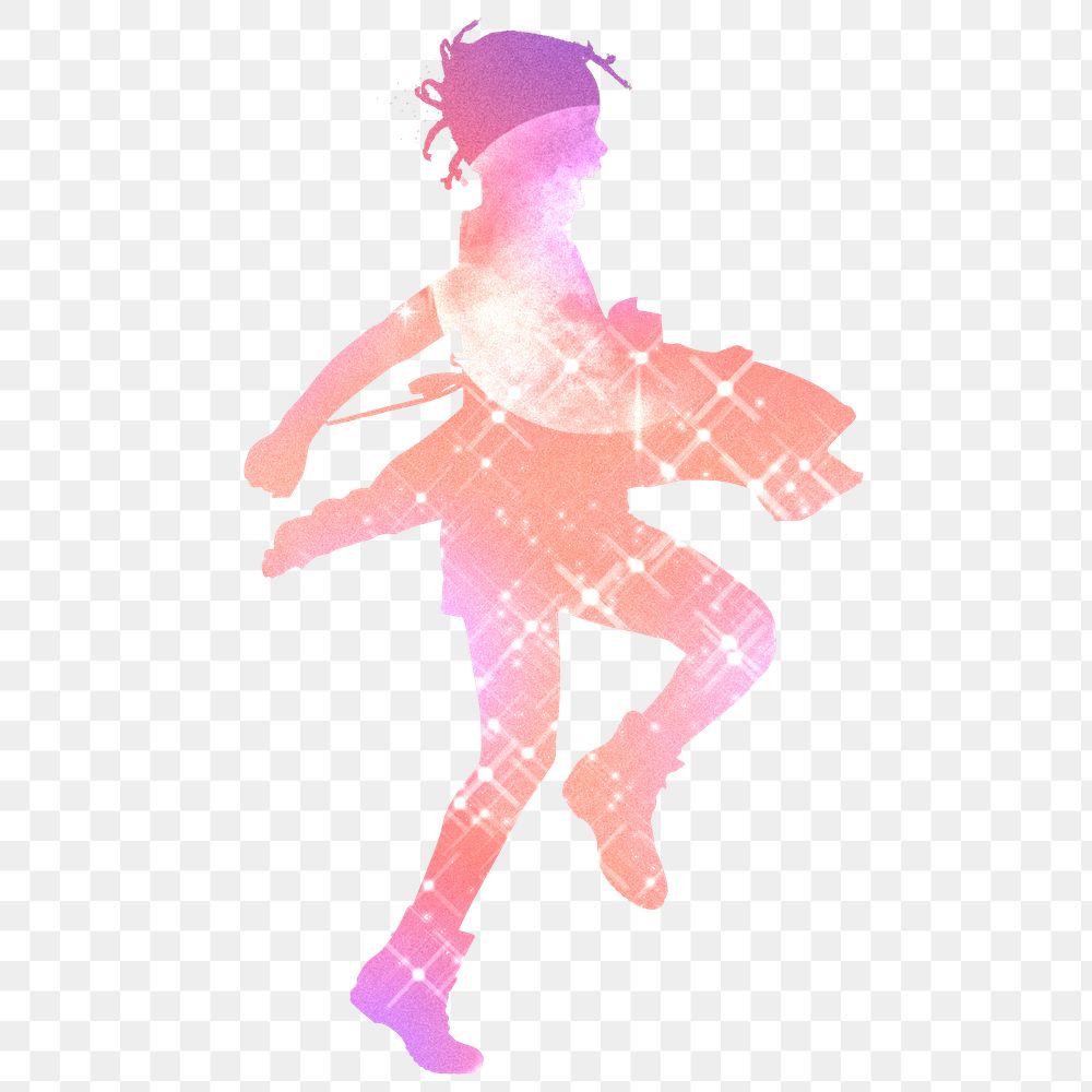 Dancing girl png silhouette clipart, aesthetic design