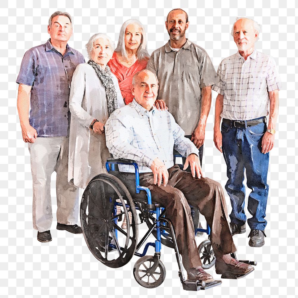Diverse senior people png, retirement home community