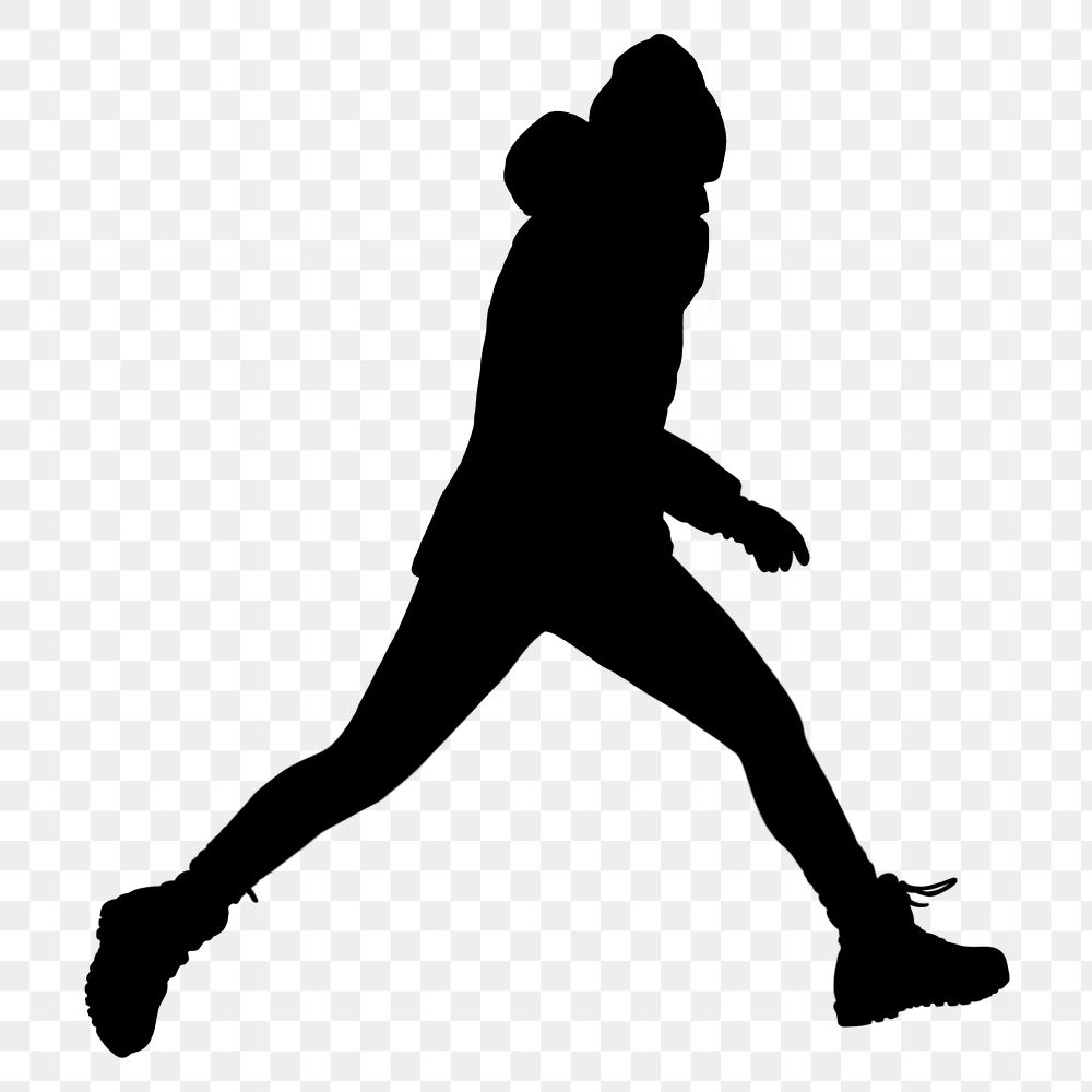 Man jumping png sticker, black silhouette graphic
