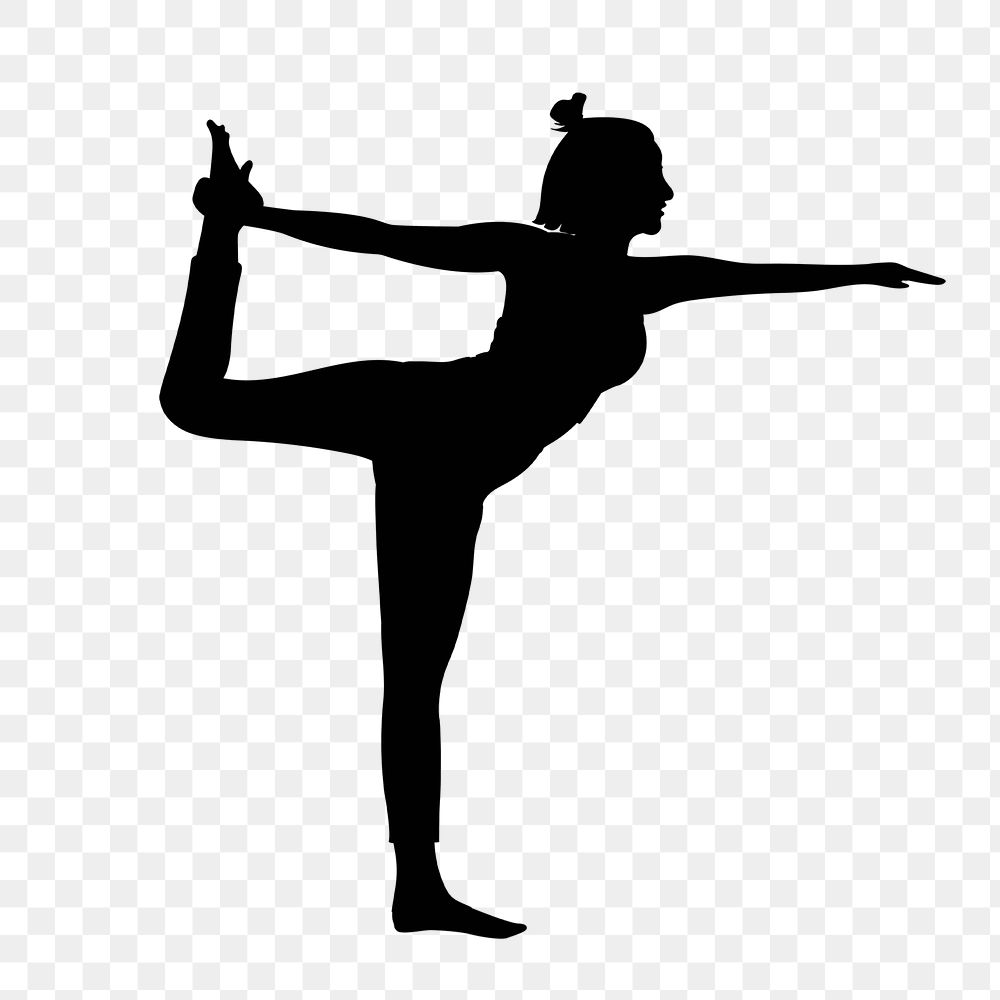 Woman yoga png, silhouette collage element, lord of the dance pose, transparent background