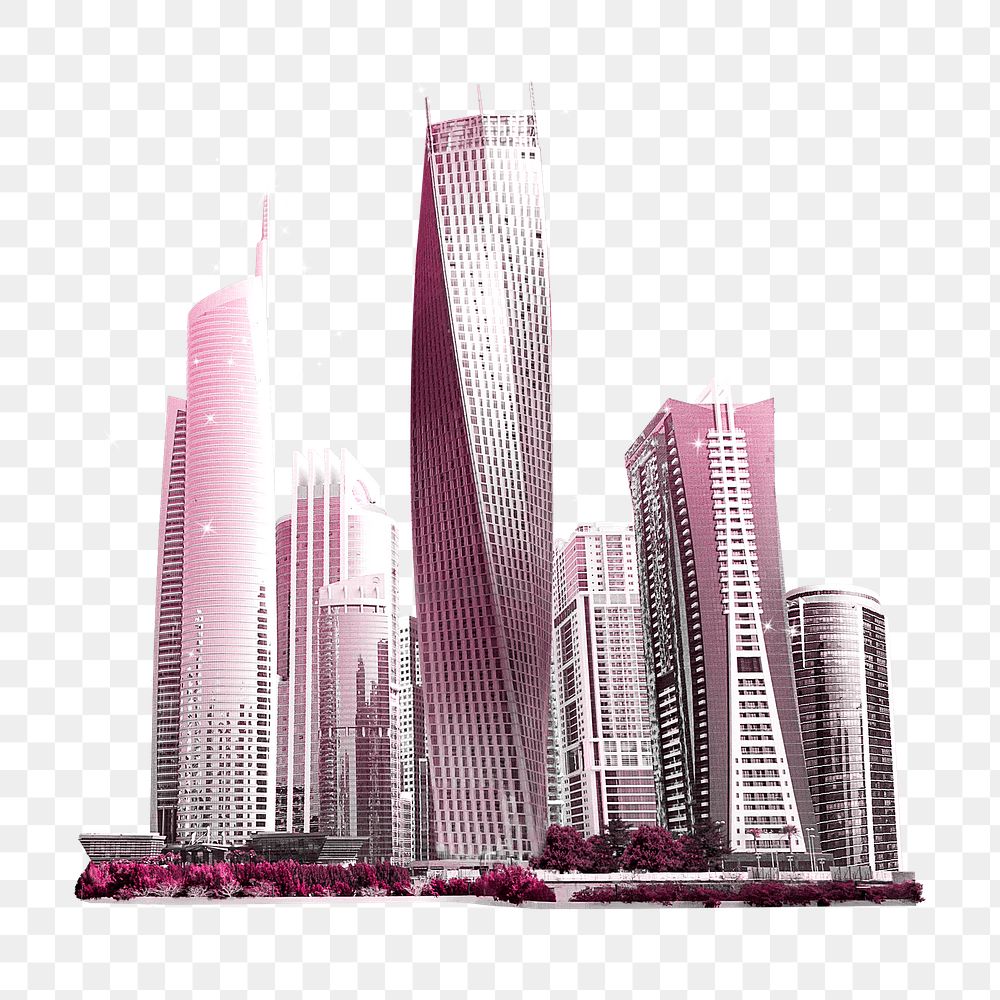 Aesthetic skyscrapers png, transparent background