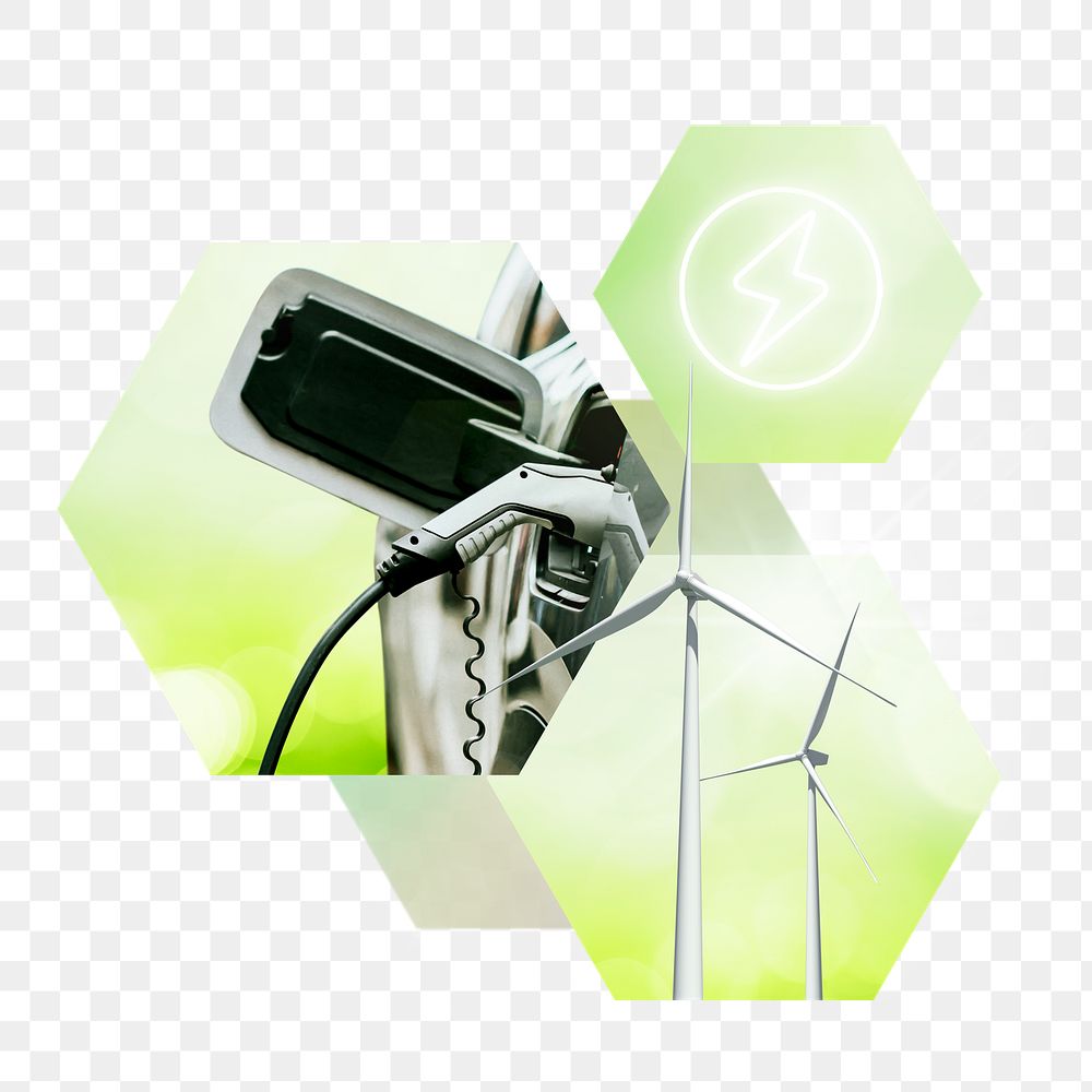 Electric car png, environment collage element, transparent background