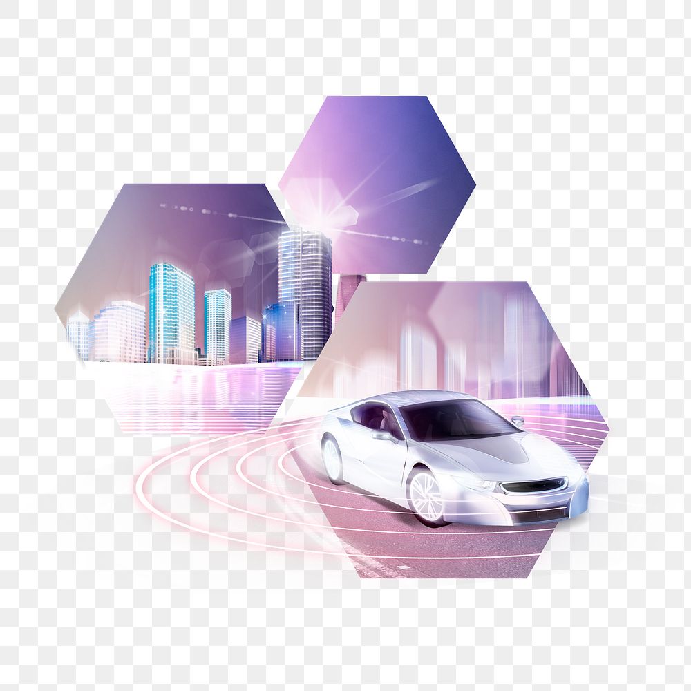 Smart car png, automotive technology, transparent background
