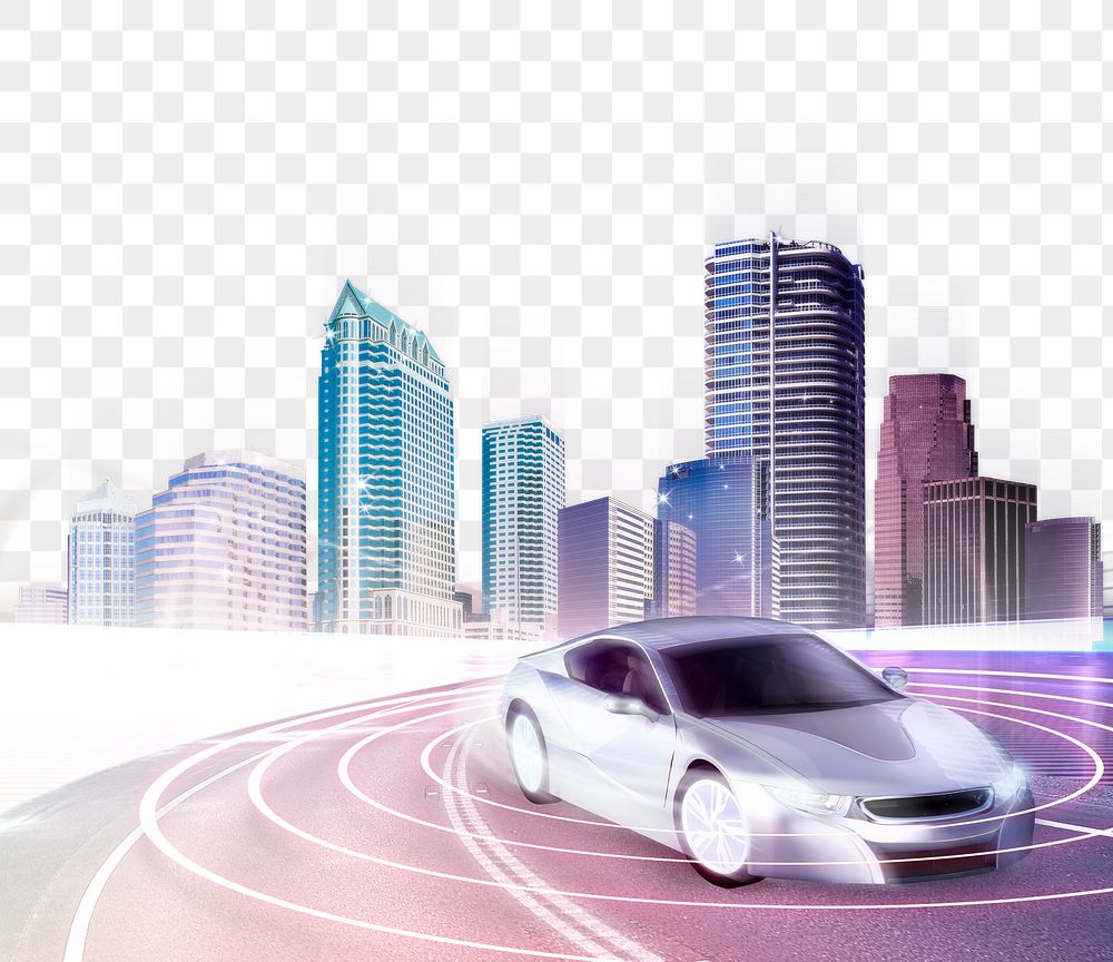PNG smart electric car, automotive technology, transparent background