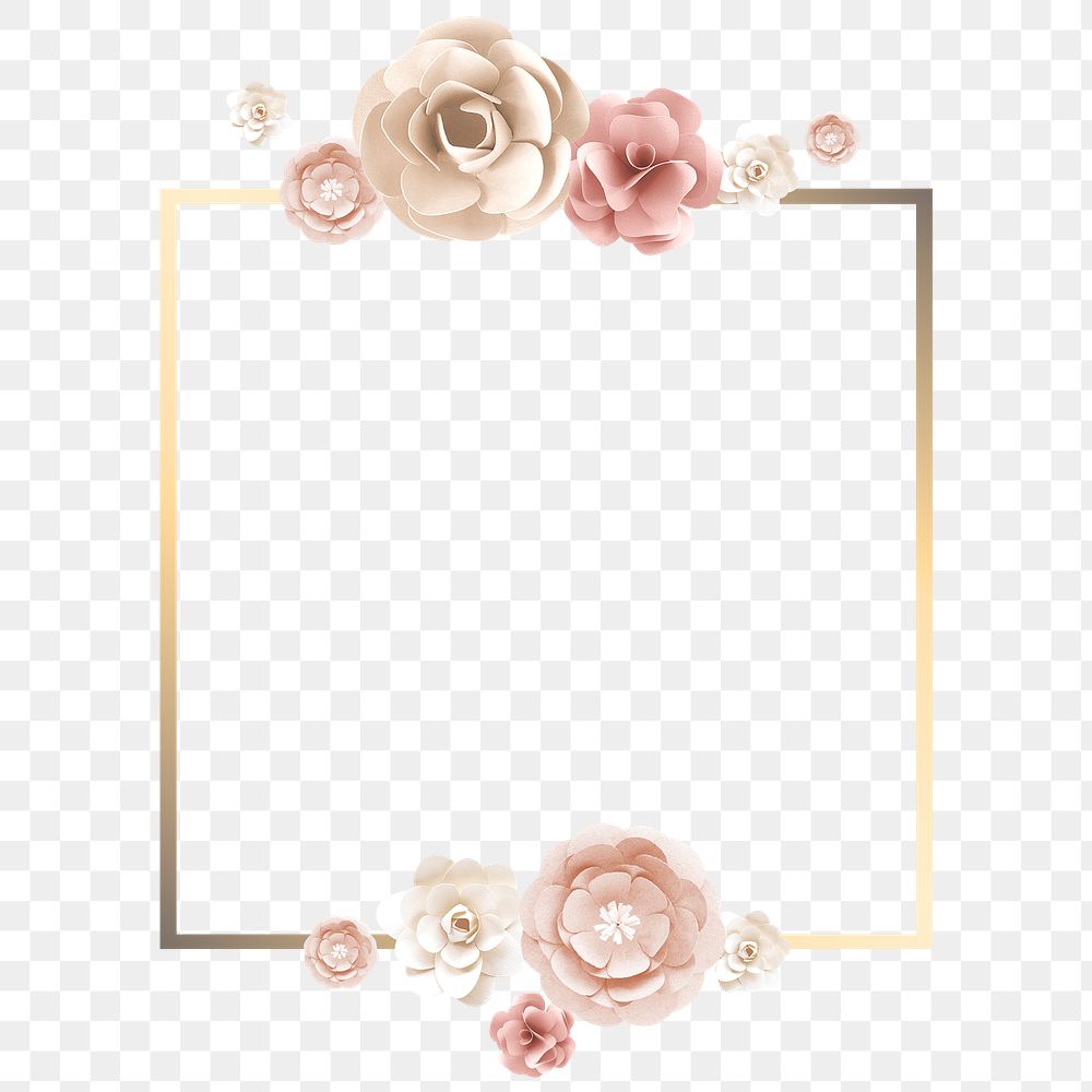 Floral square gold frame design element