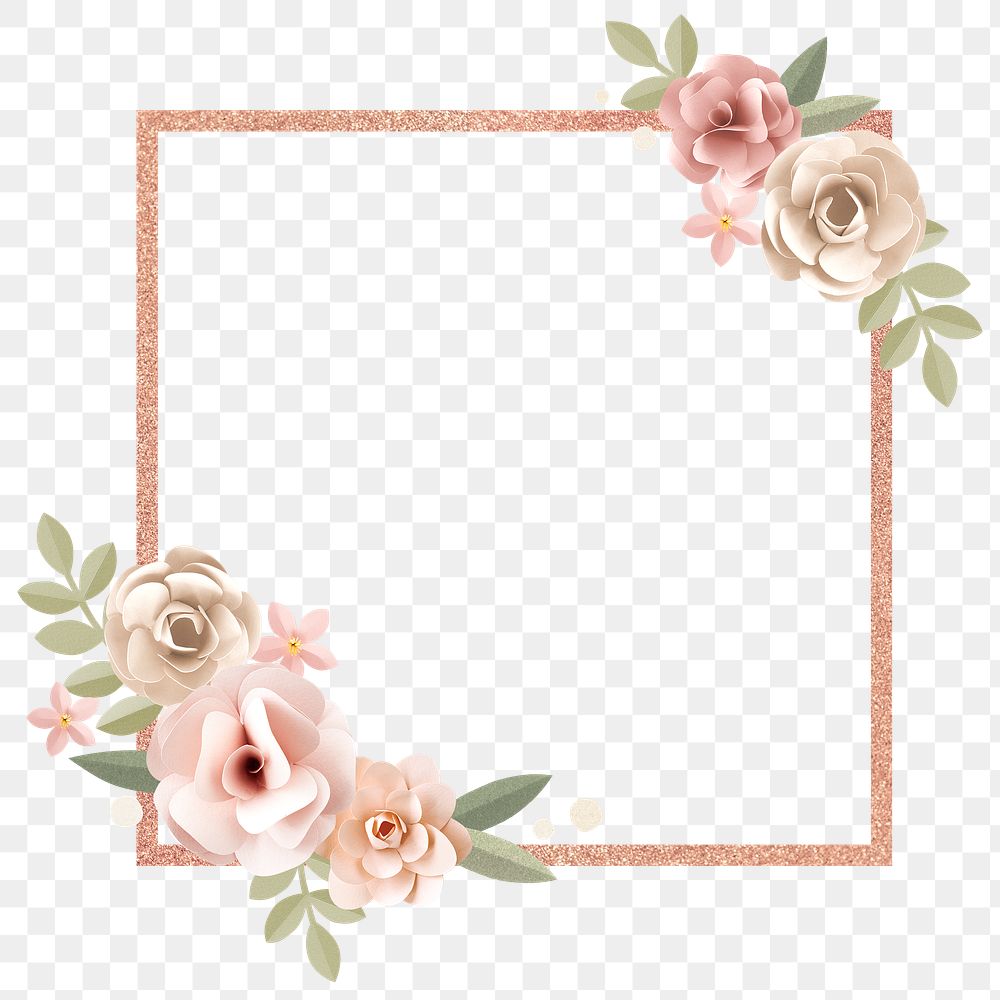 Floral square frame design element
