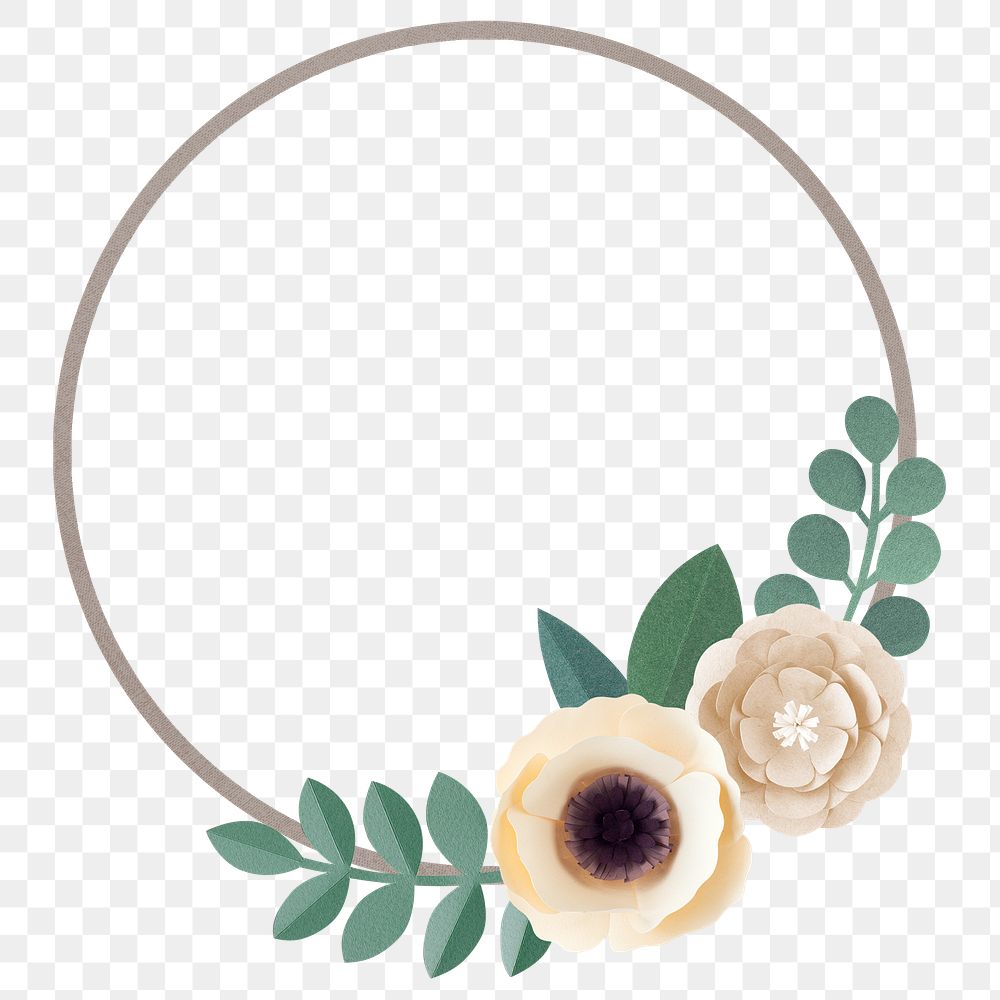 Pastel papercraft flower round badge design element