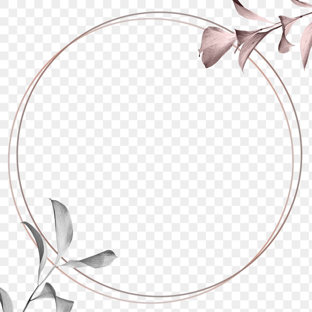 Round copper frame with foliage pattern design element