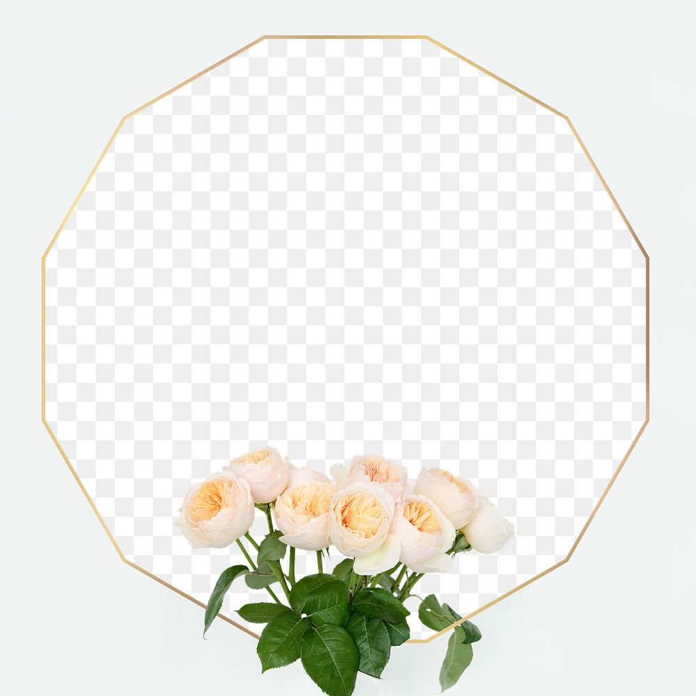 Golden floral dodecagon frame design element
