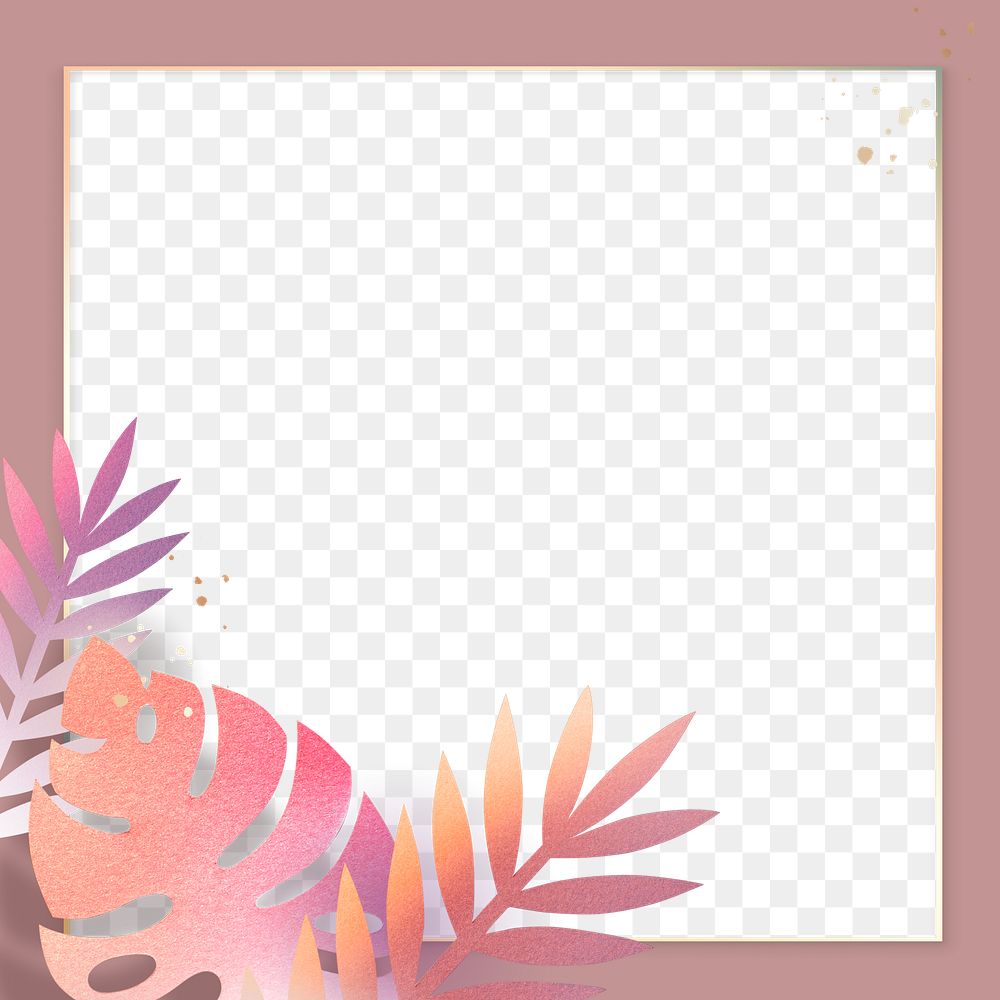 Colorful monstera leaf on a pink frame design element