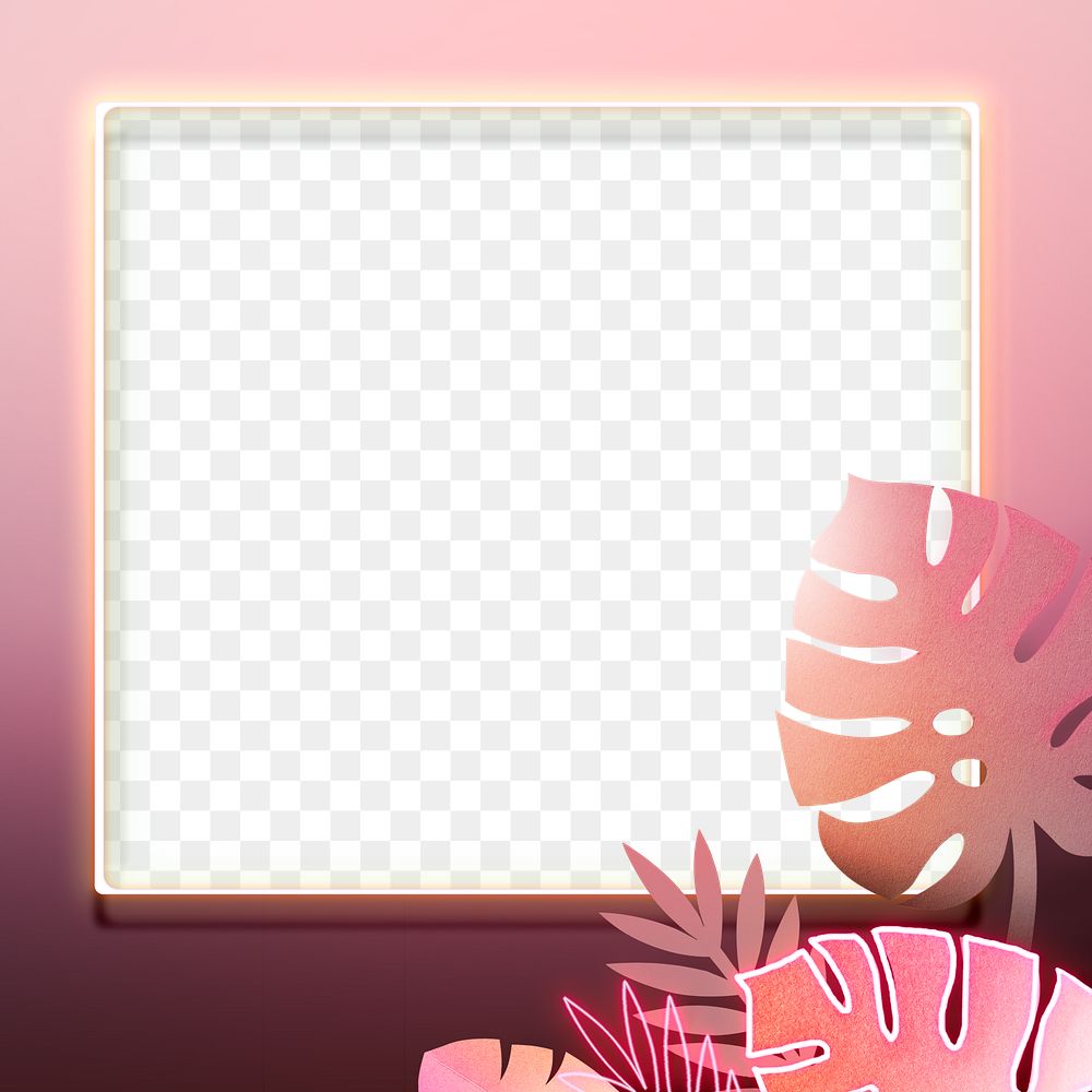 Monstera leaf pattern on a pink frame design element
