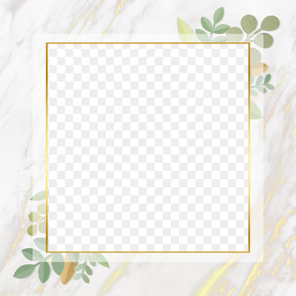 Leafy square golden frame design element