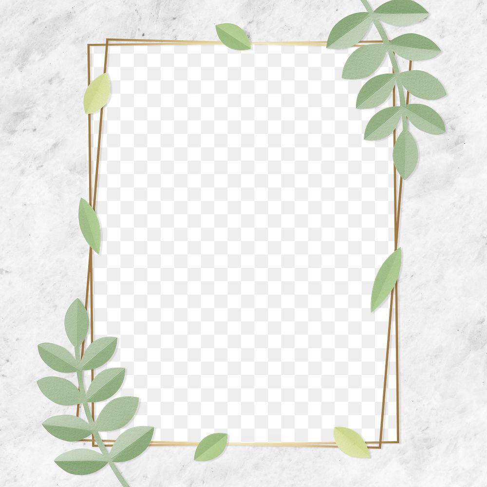 Leafy rectangle golden frame design element