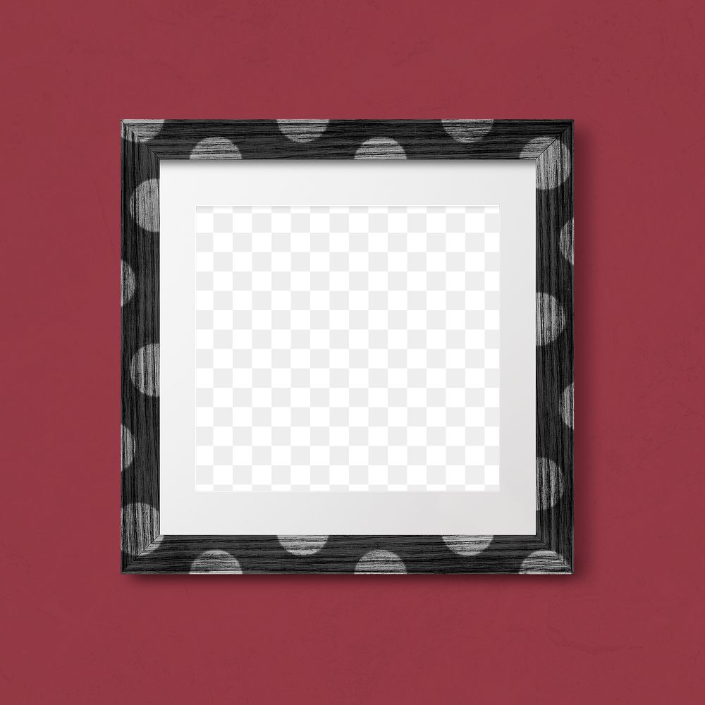 Polka dot photo frame mockup on a red background 