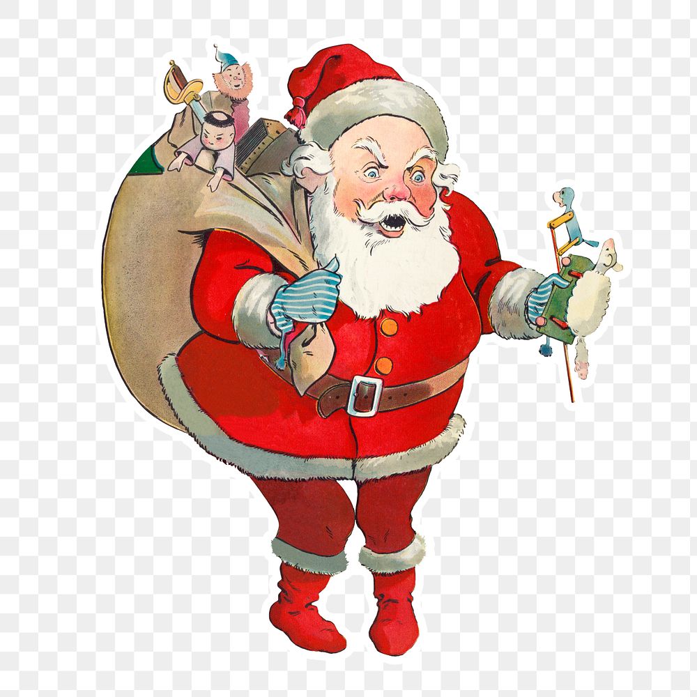 Evilly Santa Claus giving away the presents sticker  transparent png
