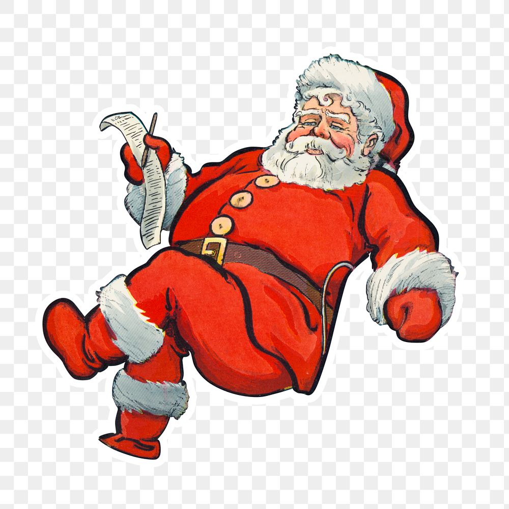 Santa Claus with a list on his hand sticker  transparent png