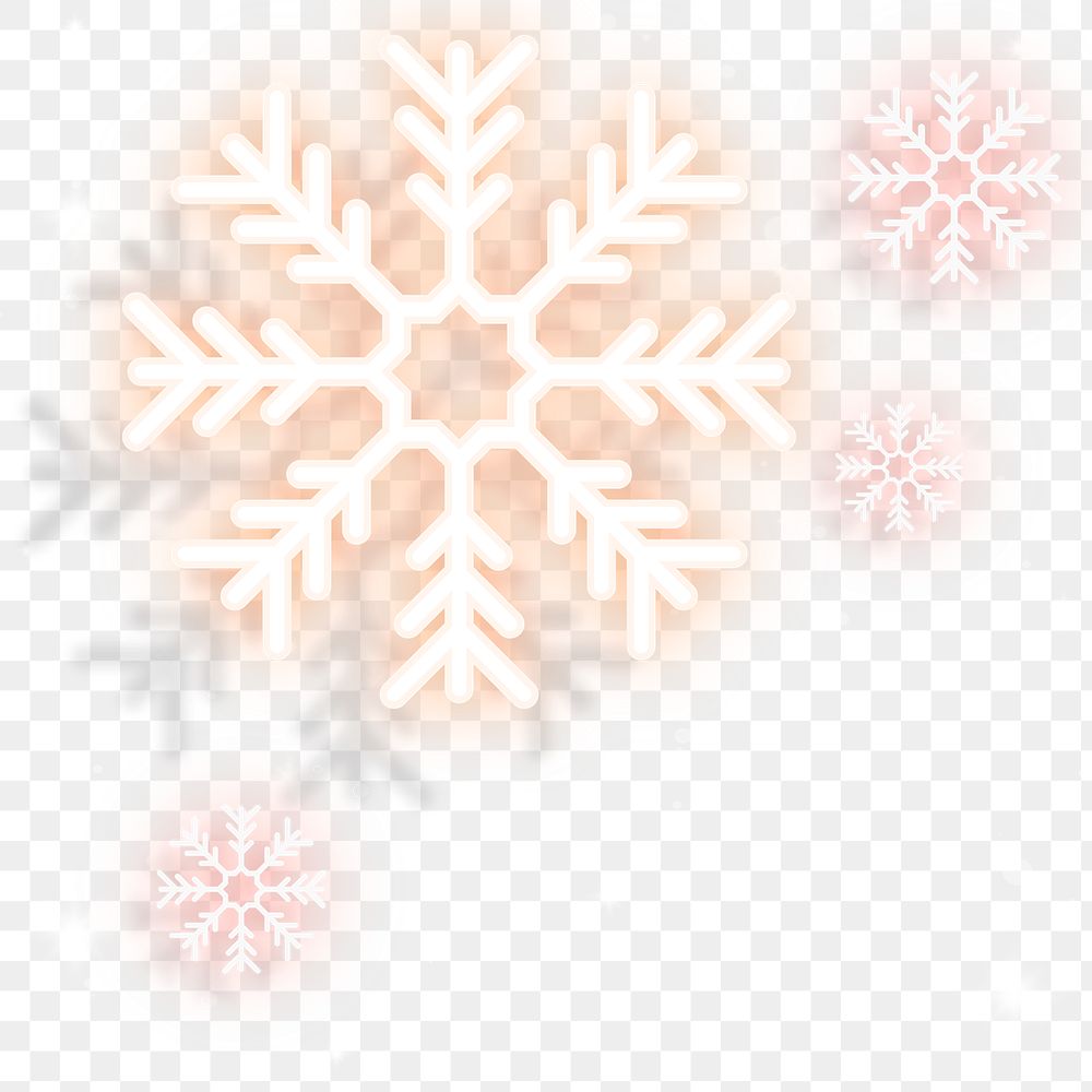 Orange neon snowflake transparent png
