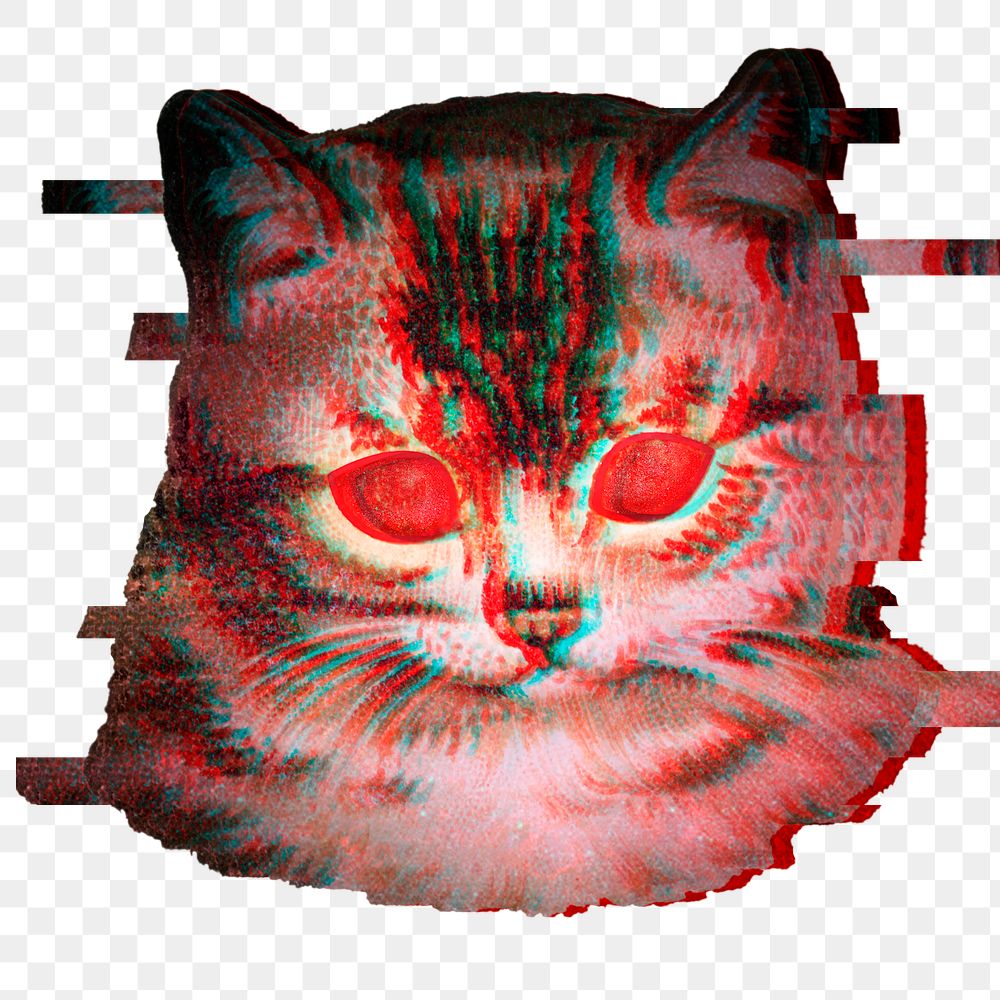 Cat with red laser eyes sticker  transparent png