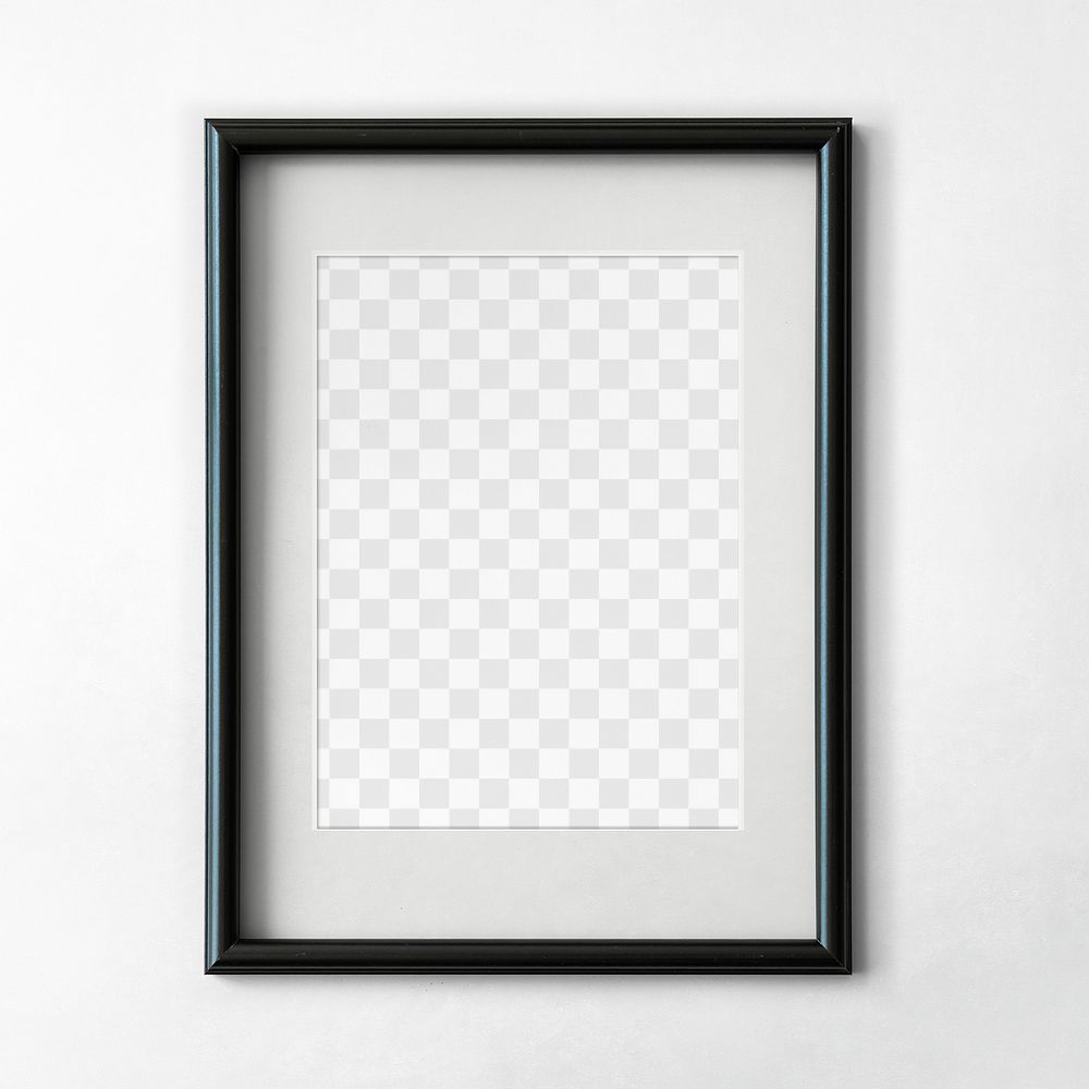 Black picture frame mockup on a wall