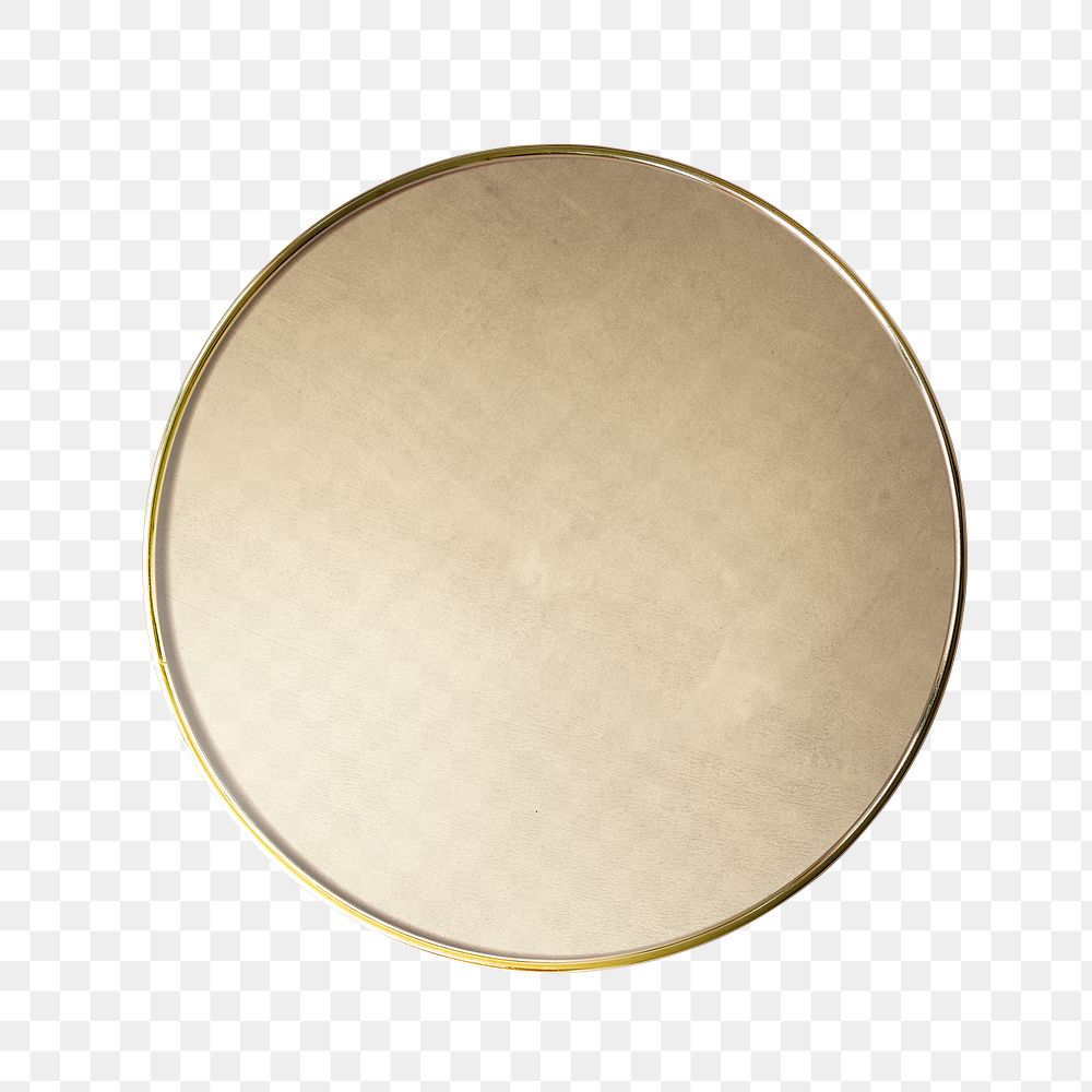 Gold framed circle mirror transparent png