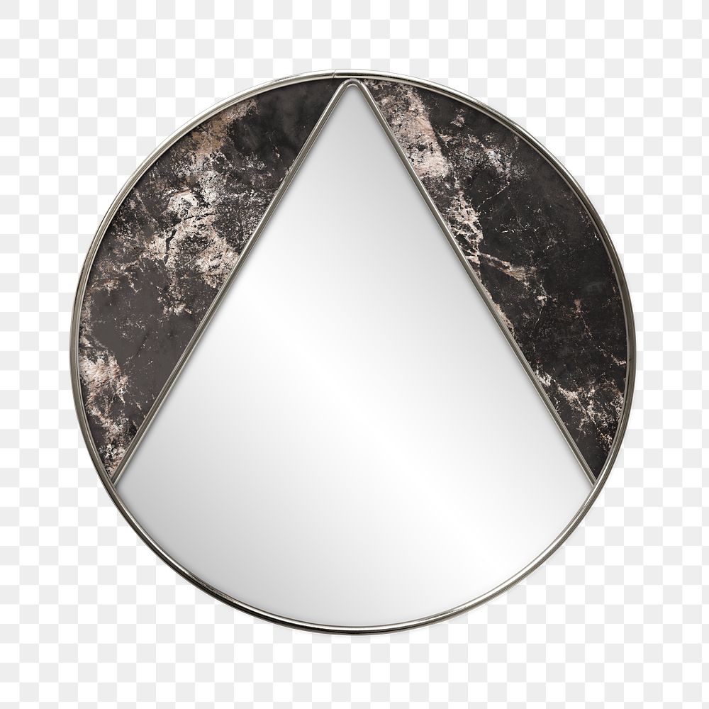 Mirror decorated with black marble transparent png