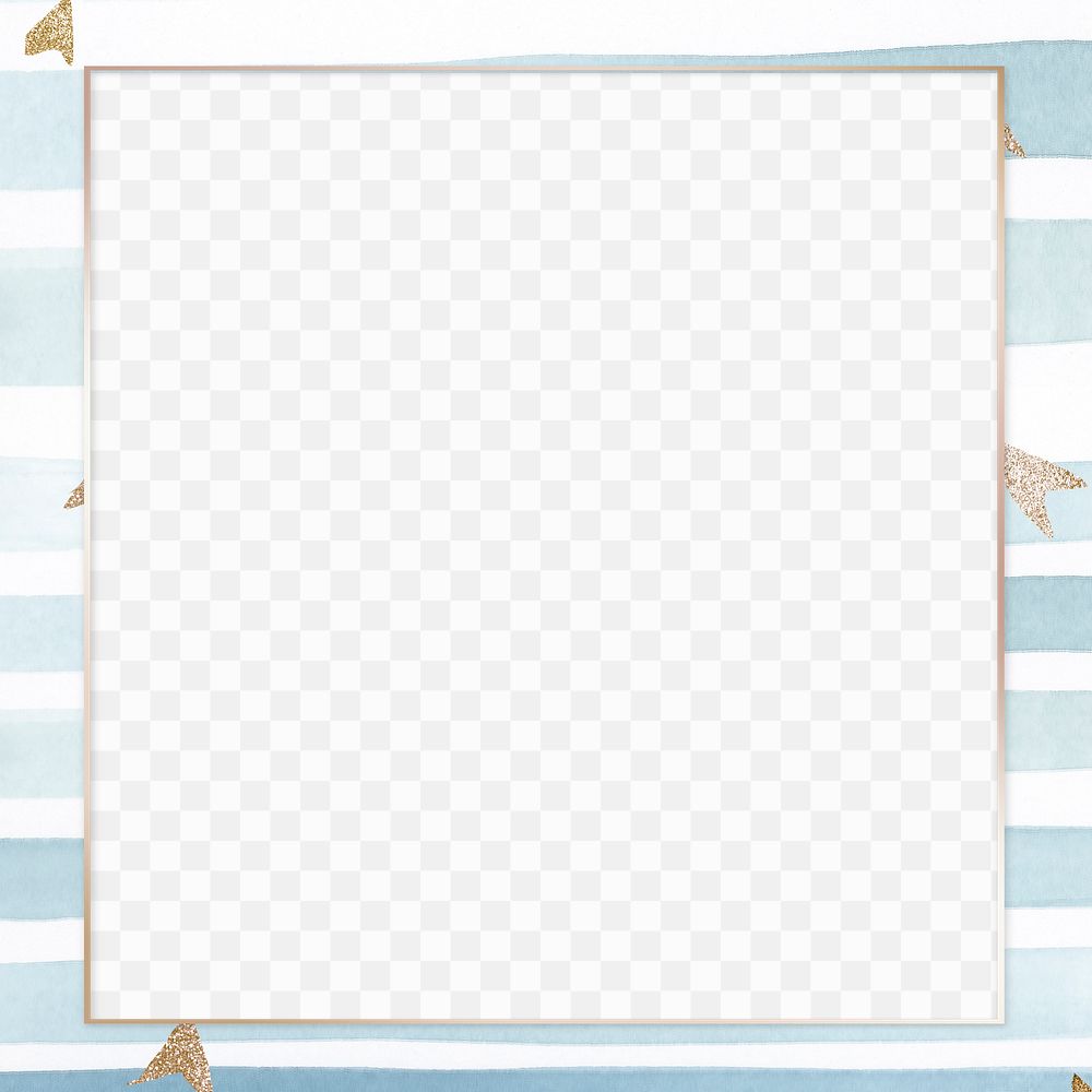 Frame on a blue striped background with shimmering gold arrows design resource  