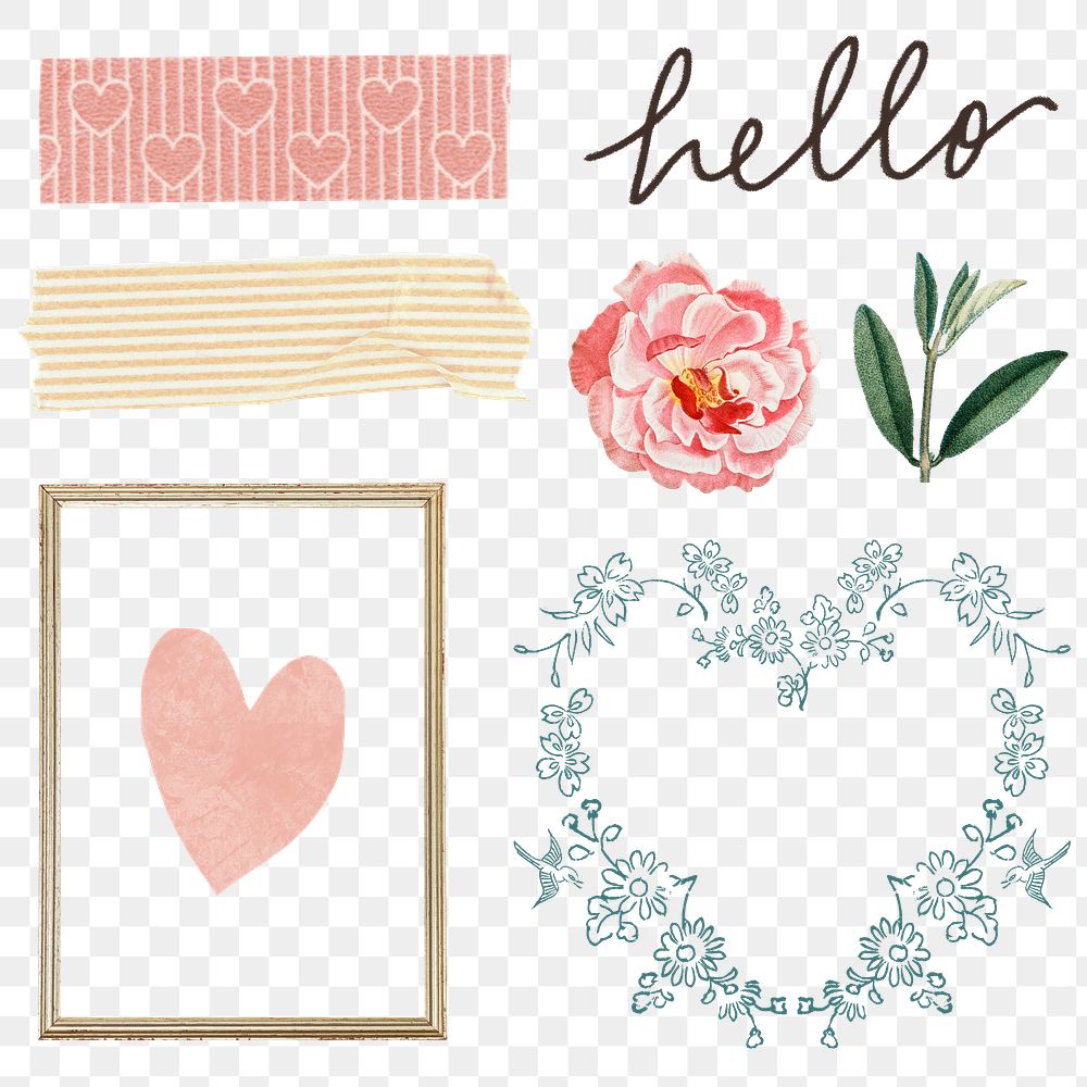 Cute feminine stickers pack transparent png