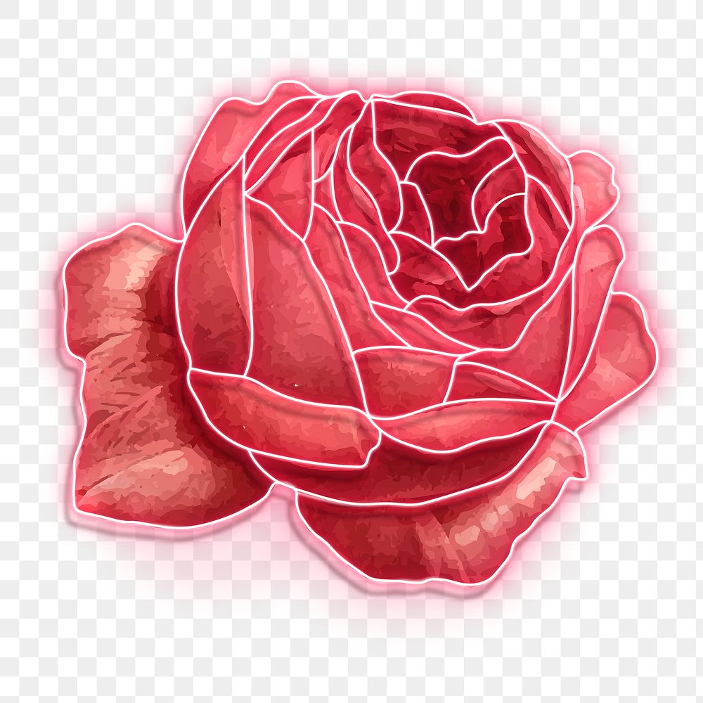 Red neon rose transparent png