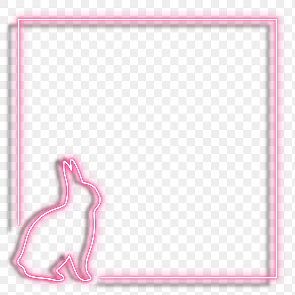 Pink Easter bunny neon frame transparent png