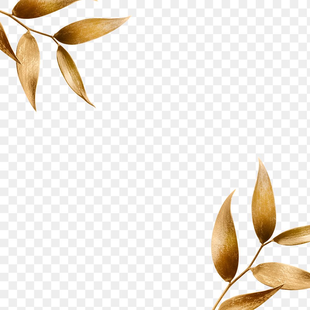 Golden olive leaves frame design element