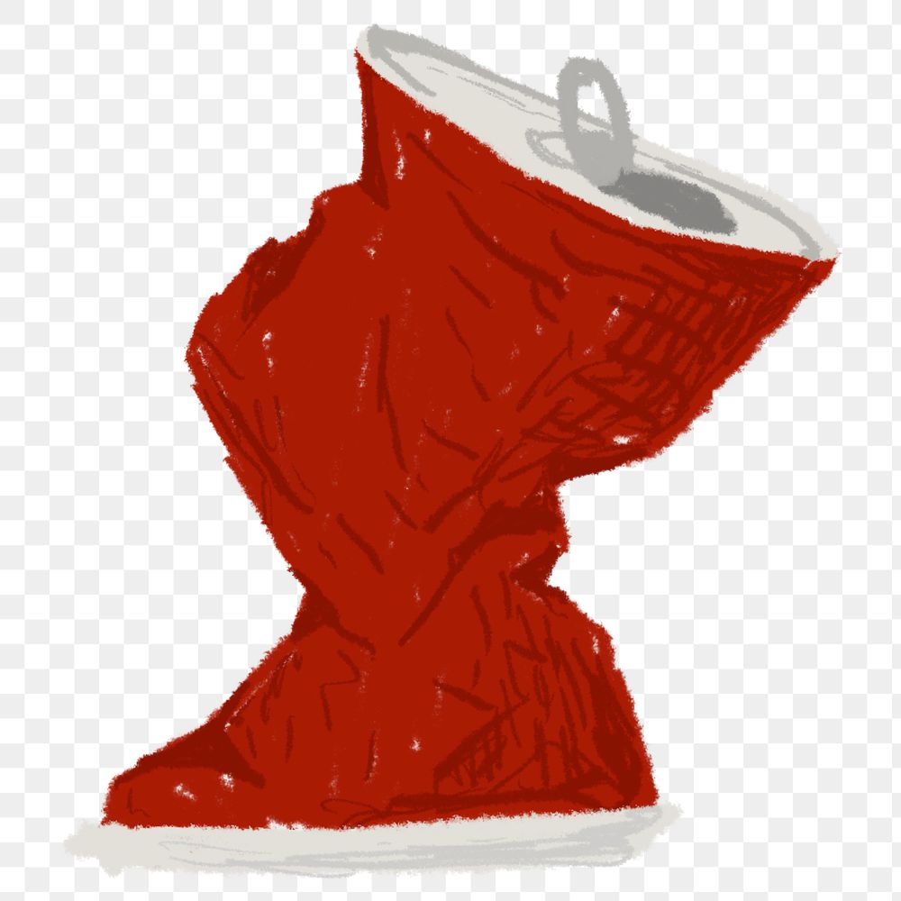 Crushed red aluminum can element transparent png
