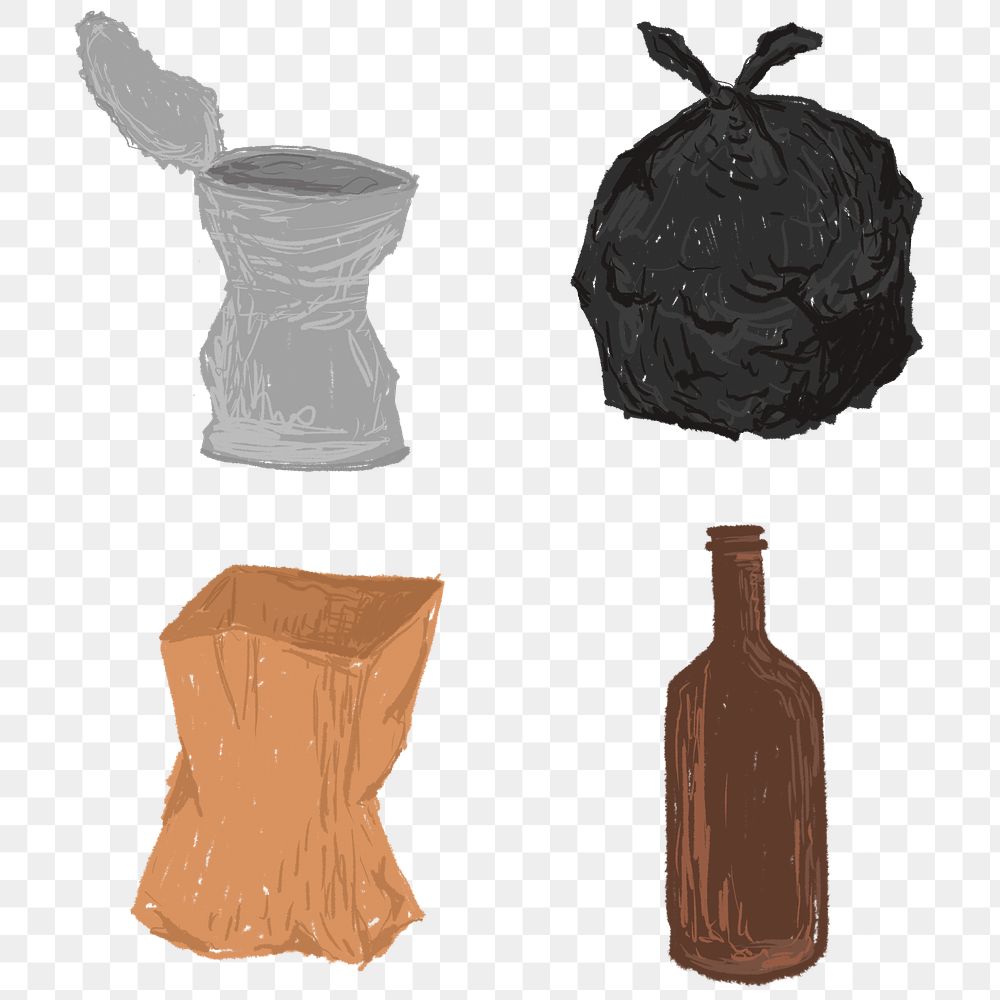  Recyclable waste element set transparent png