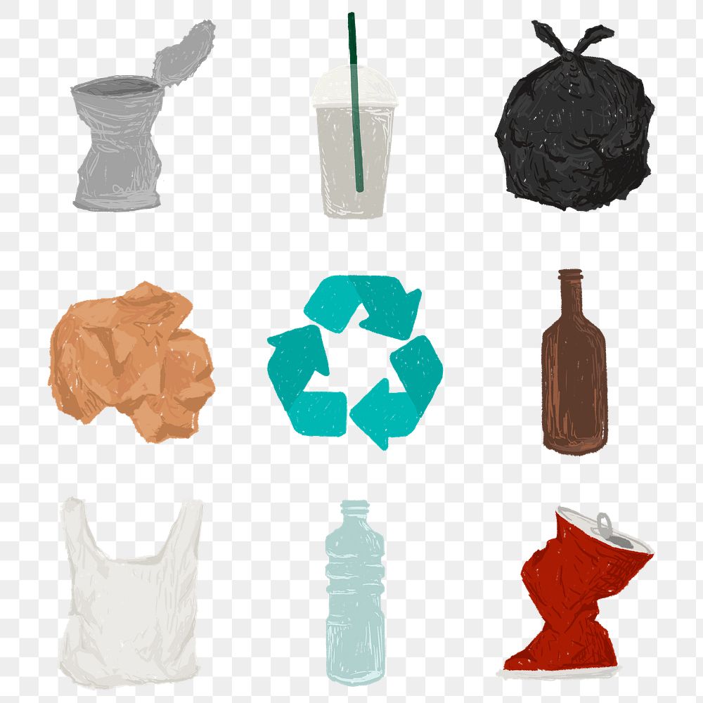 Recyclable waste sticker set transparent | Premium PNG - rawpixel