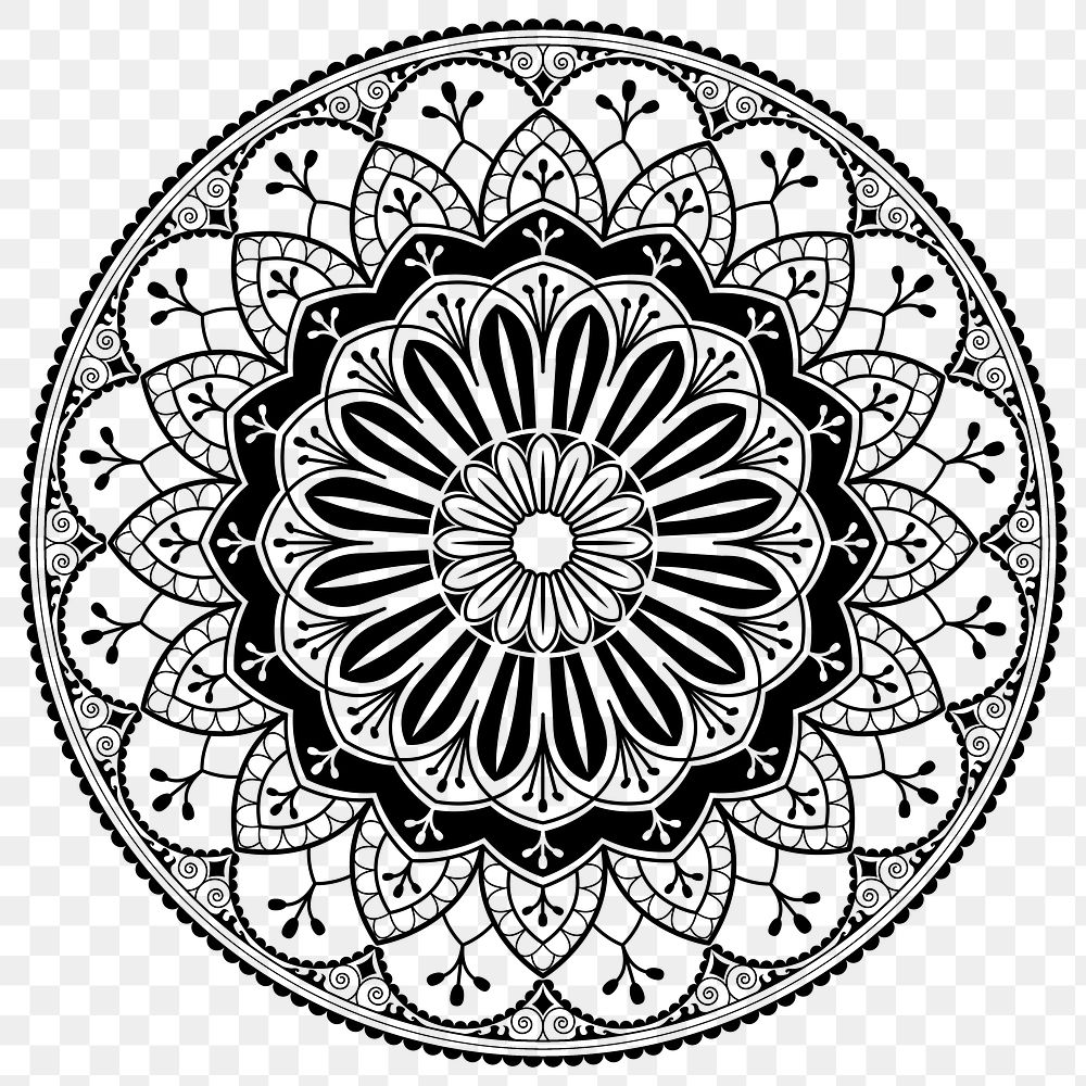 Black arabesque patterned design element transparent png