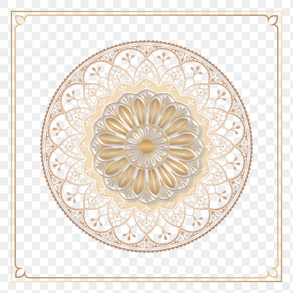 Golden arabesque patterned design element transparent png