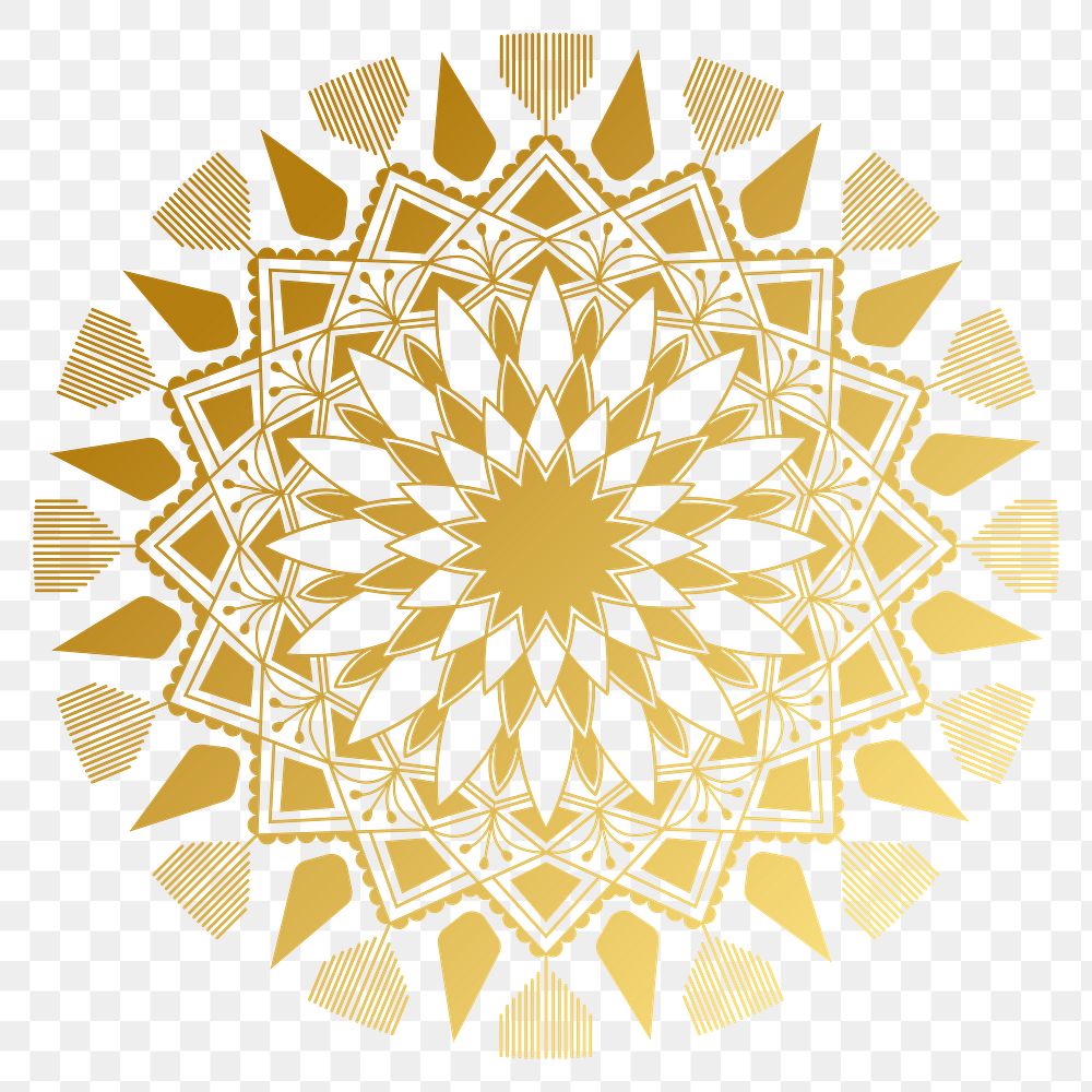 Golden arabesque patterned design element transparent png