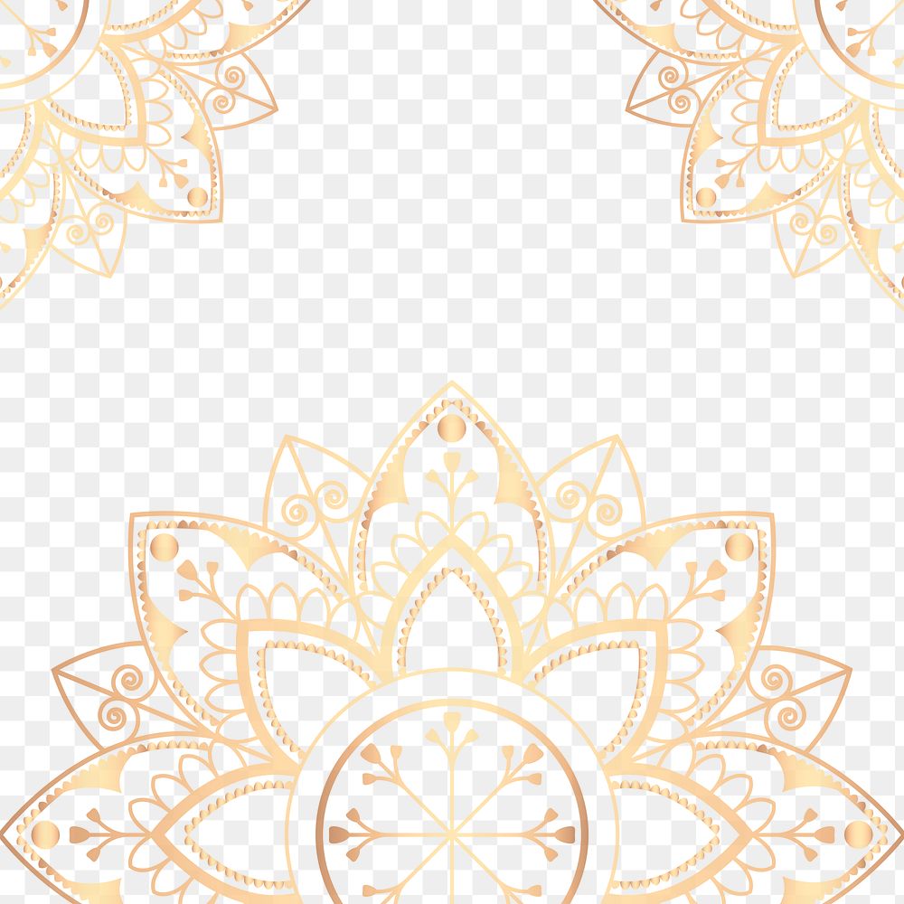 Gold arabesque patterned frame transparent png