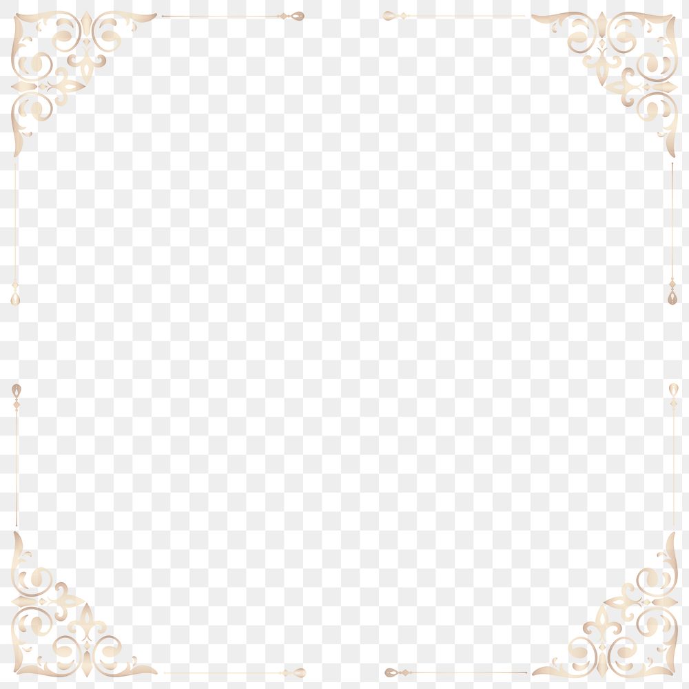 Gold border element transparent png 