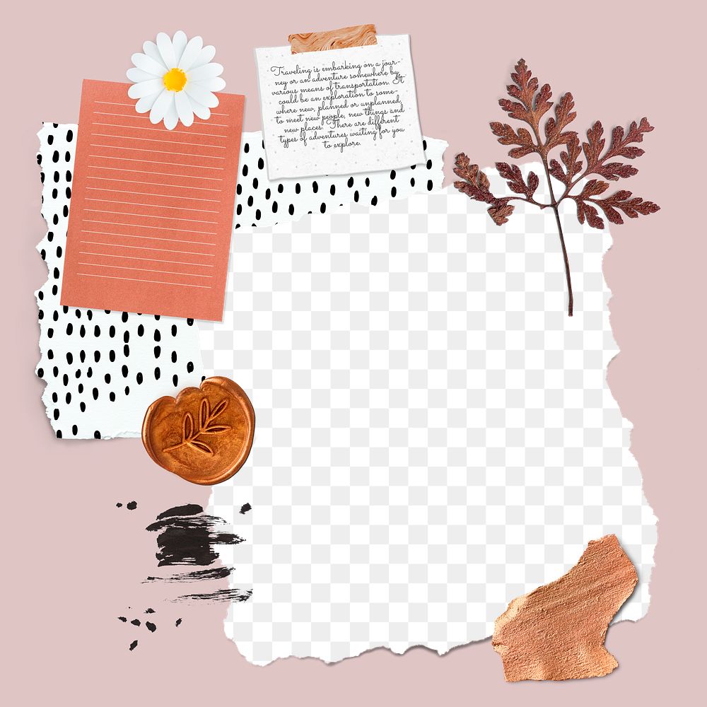 Floral feminine scrapbook collage design element  