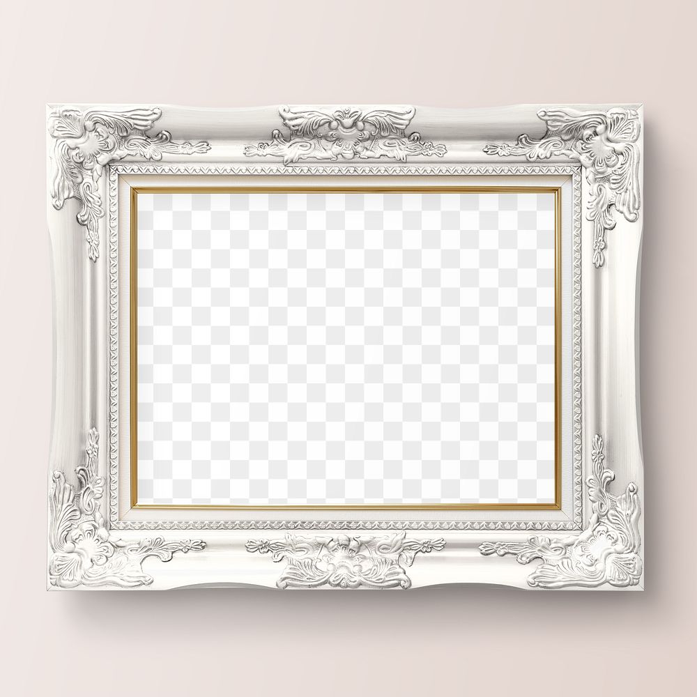 Luxurious white baroque pictured frame Premium PNG rawpixel