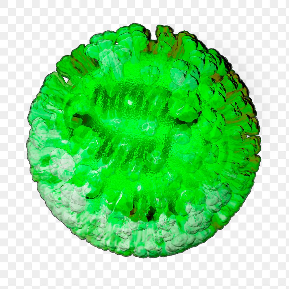 Influenza virus illustration in semi&ndash;transparent green transparent png