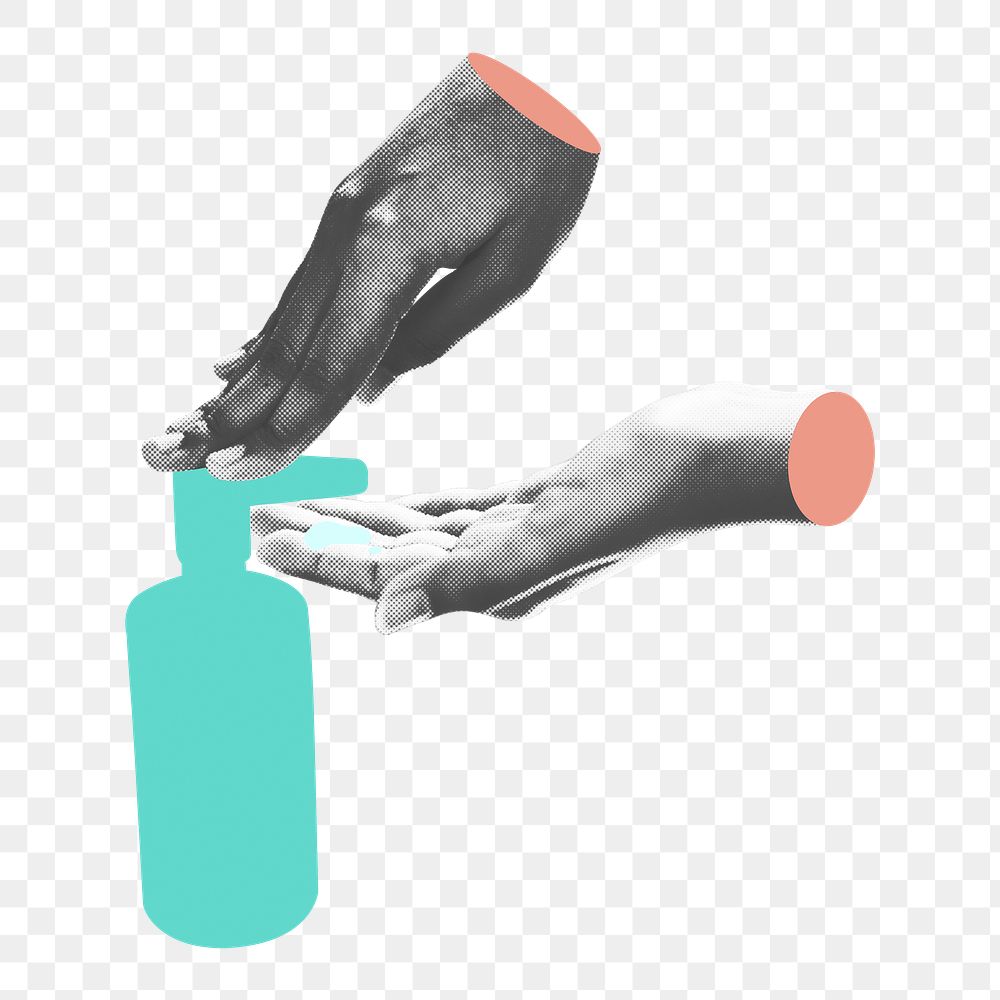 Disinfecting hands with alcohol gel transparent png