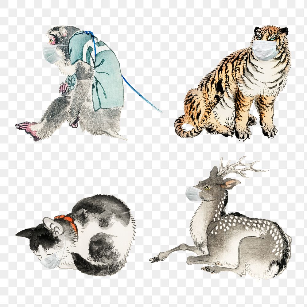 Animals wearing a surgical mask during the… | Free stock illustration | High Resolution graphic Animals wearing a surgical mask during the coronavirus pandemic