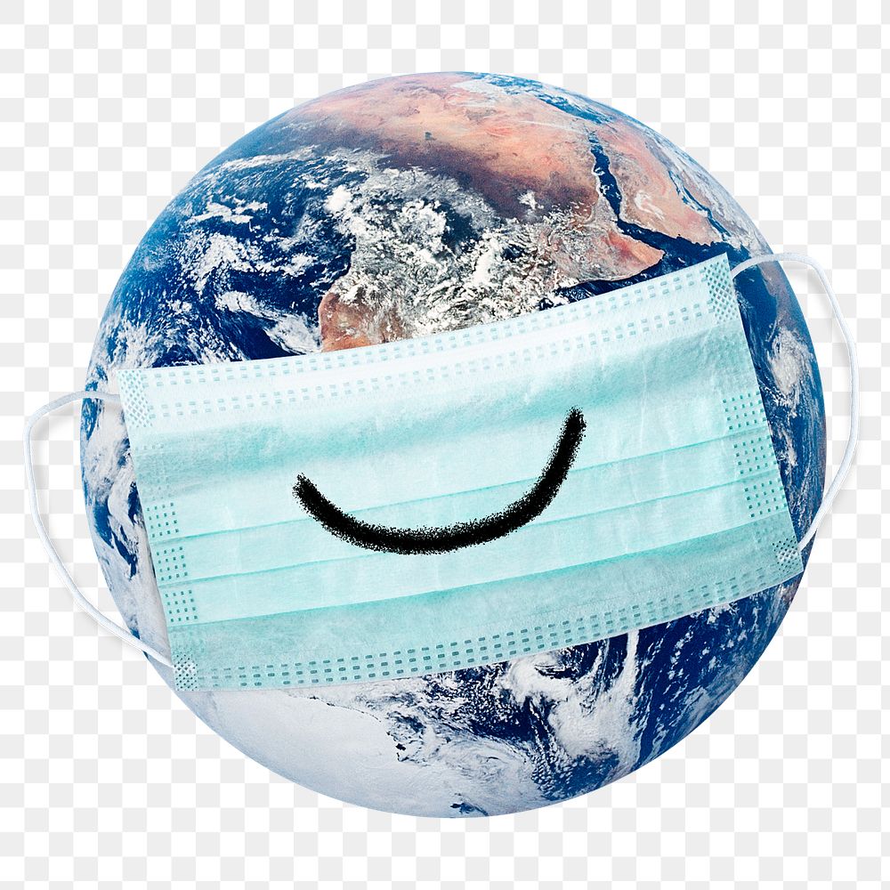 Planet earth wearing a face mask during coronavirus pandemic 