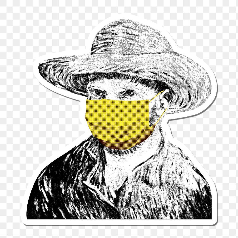 Vincent Van Gogh wearing a face mask during the coronavirus pandemic public domain remix 
