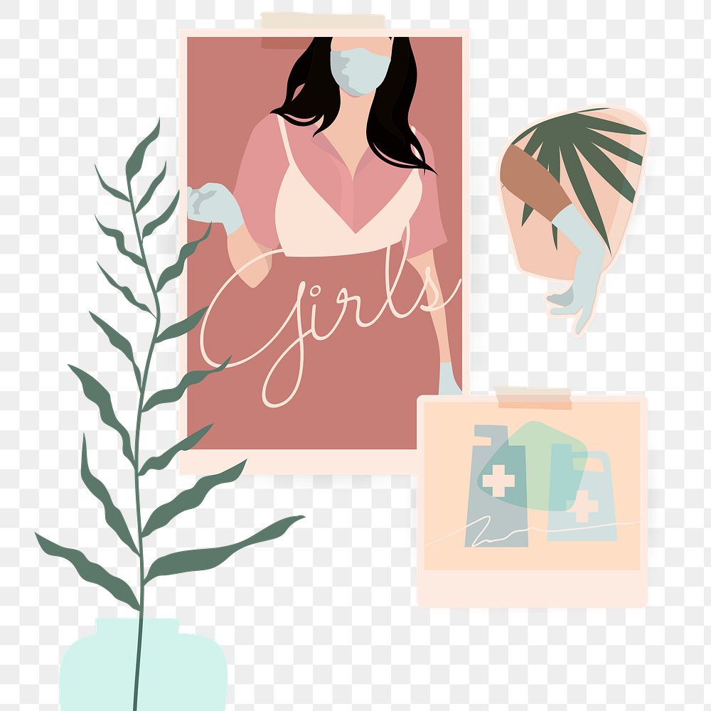 Woman with a face mask and latex gloves during coronavirus outbreak design element