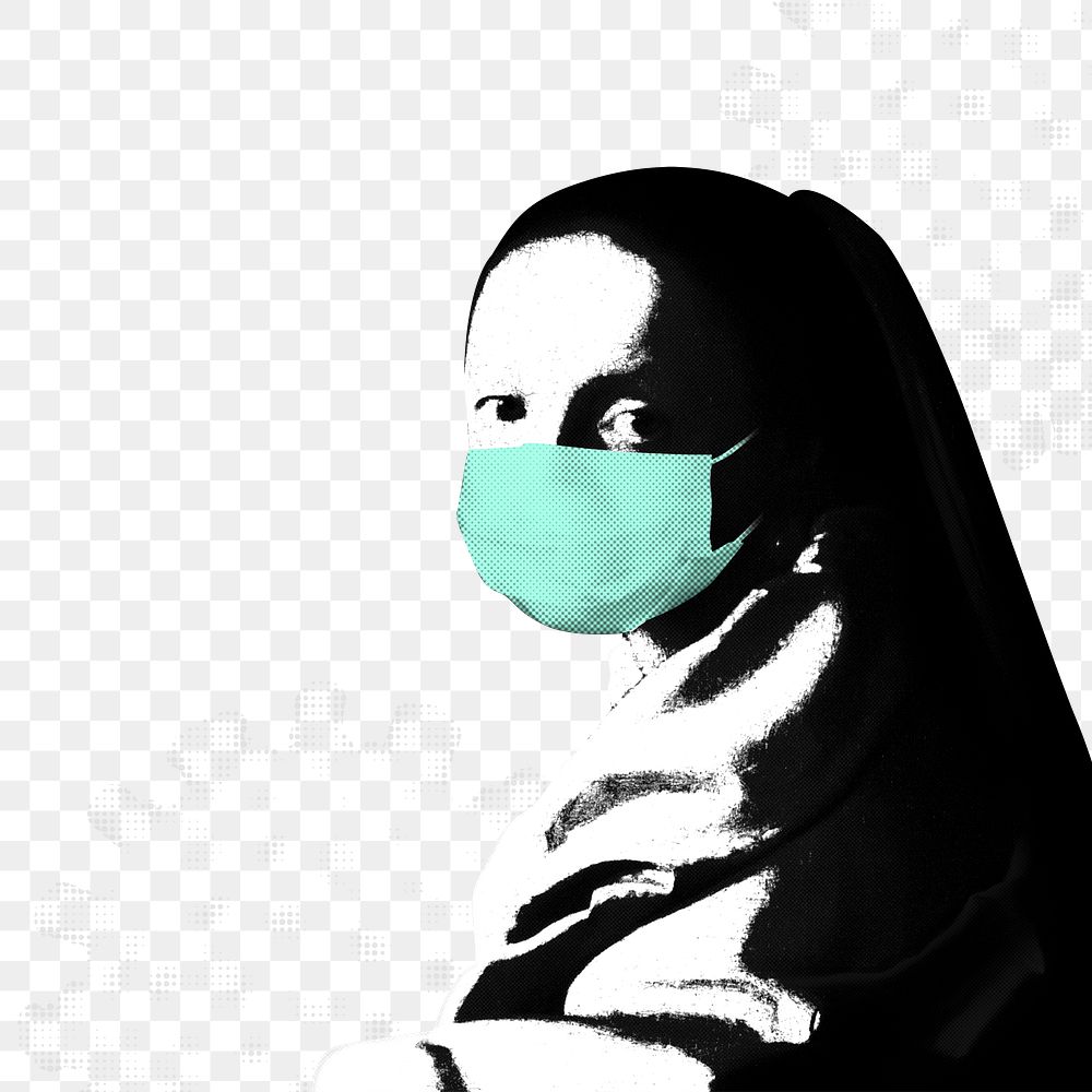 Johannes Vermeer’s young woman wearing… | Free stock illustration | High Resolution graphic Johannes Vermeer’s young woman wearing a face mask during coronavirus pandemic public domain remix